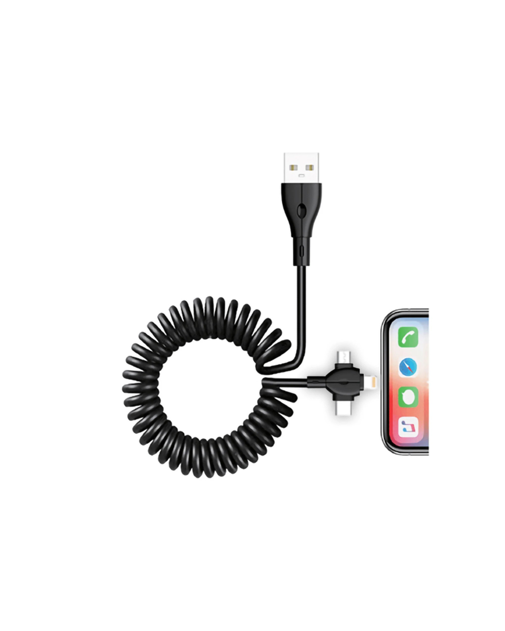 3 SANSAI 3-In-1 Multi Charging Cable USB Cable Fast Charging Extendable 2 Pack - Assorted, 3 of 3