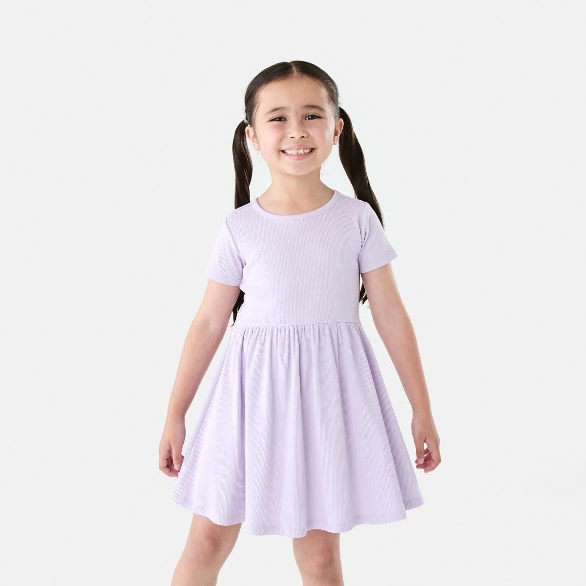 1 Short Sleeve Rib Dress Pst Purple, 1 of 10