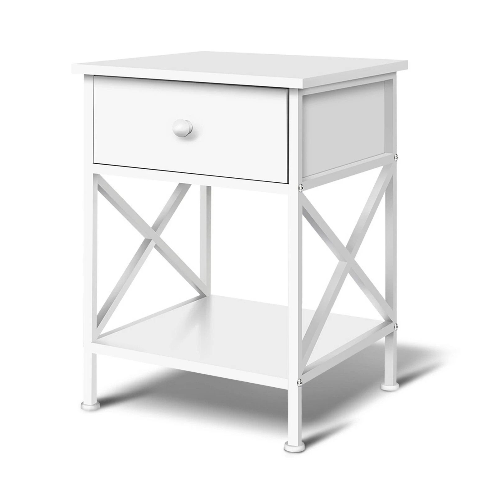 1 Alfordson Bedside Table Retro Wooden Nightstand Vintage Storage Side Cabinet - White, 1 of 10