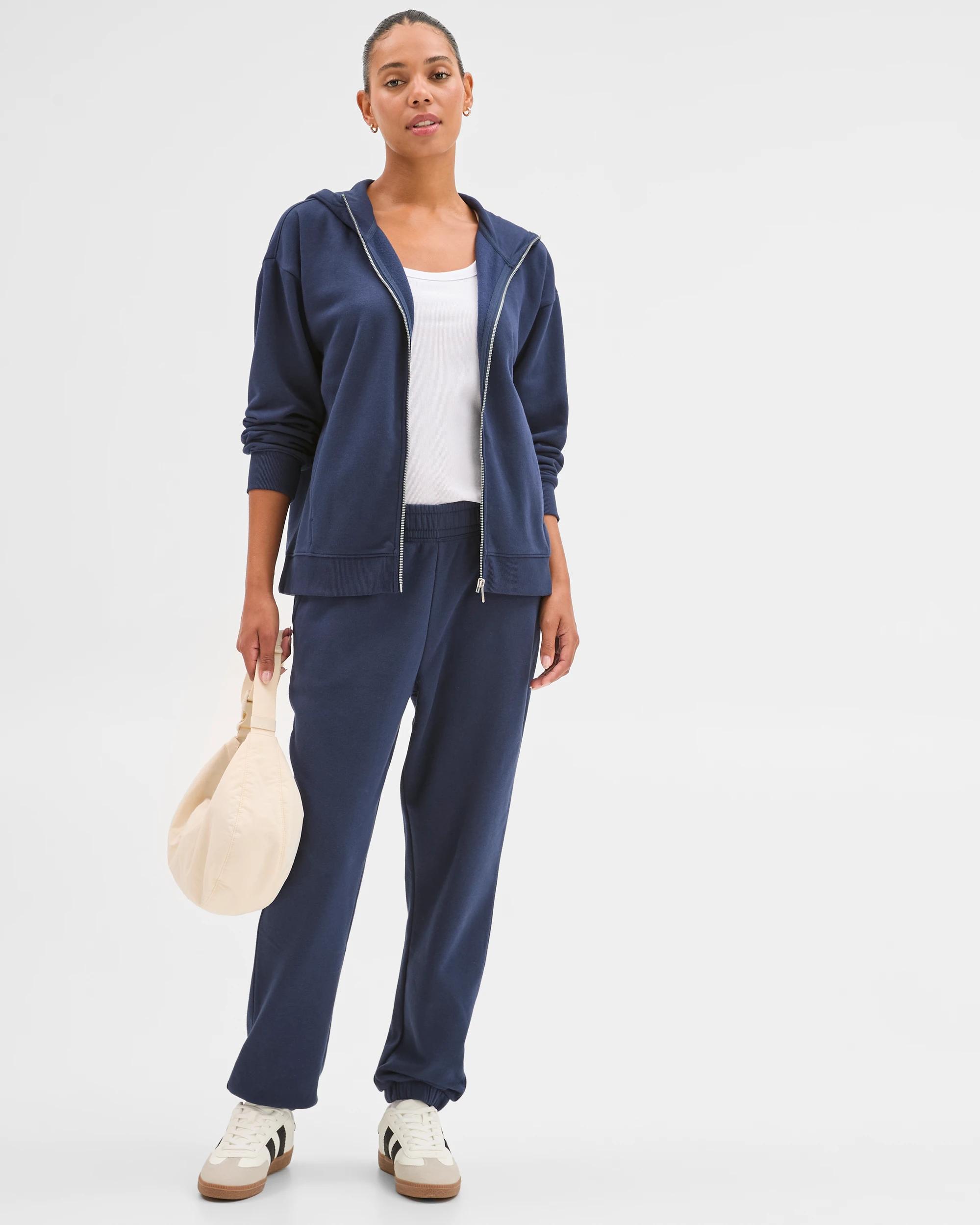 1 Target Active Active Australian Cotton Blend Fleece Zip Through Hoodie MARINE NAVY, 1 of 6