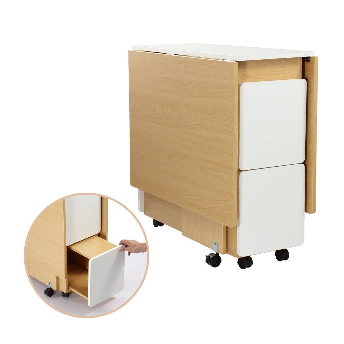 7 Ausway Wooden Multifunctional 5 Piece Foldable Dining Table and Chair Set, 7 of 8