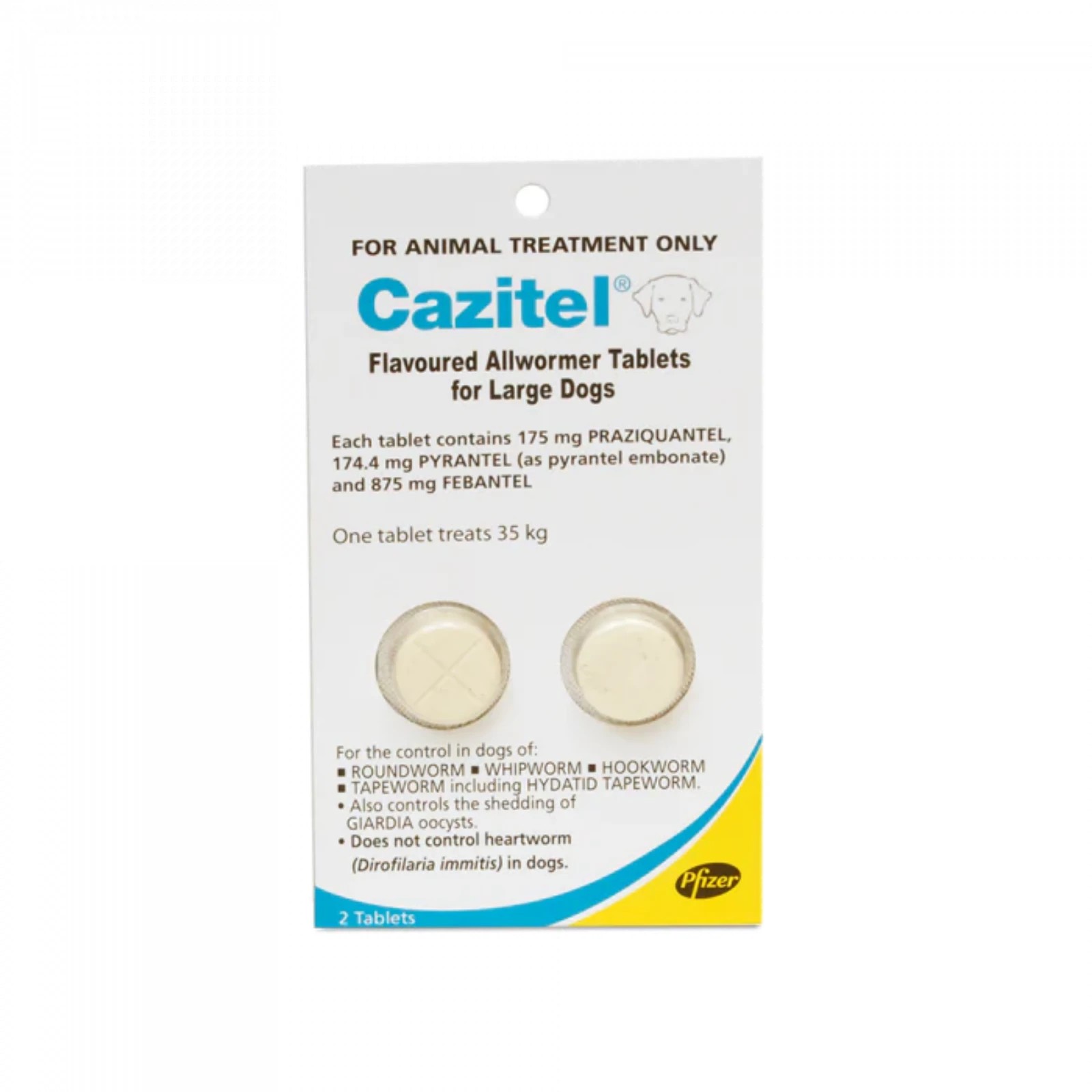 1 Cazitel Flavoured Allwormer Tablets For Large Dogs 2 Pack, 1 of 2