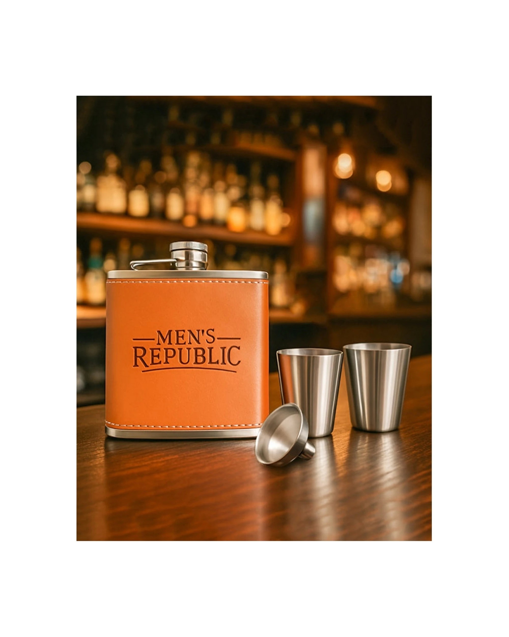 3 Mens Republic Hip Flask Set With Funnel And 2 Cups 170Ml Stainless Steel Leak Resistant Portable Design - Multi, 3 of 3