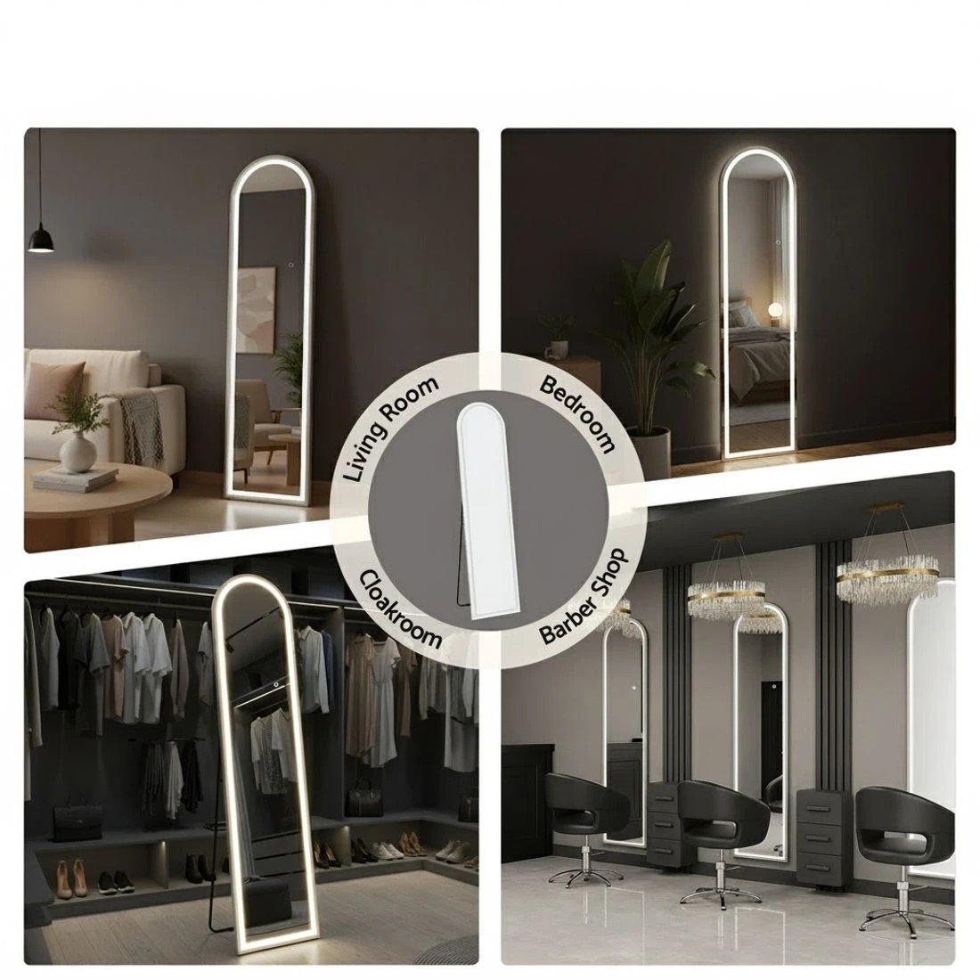 6 Embellir LED Full Length Mirror Floor Dressing Mirror 160cm - White, 6 of 6