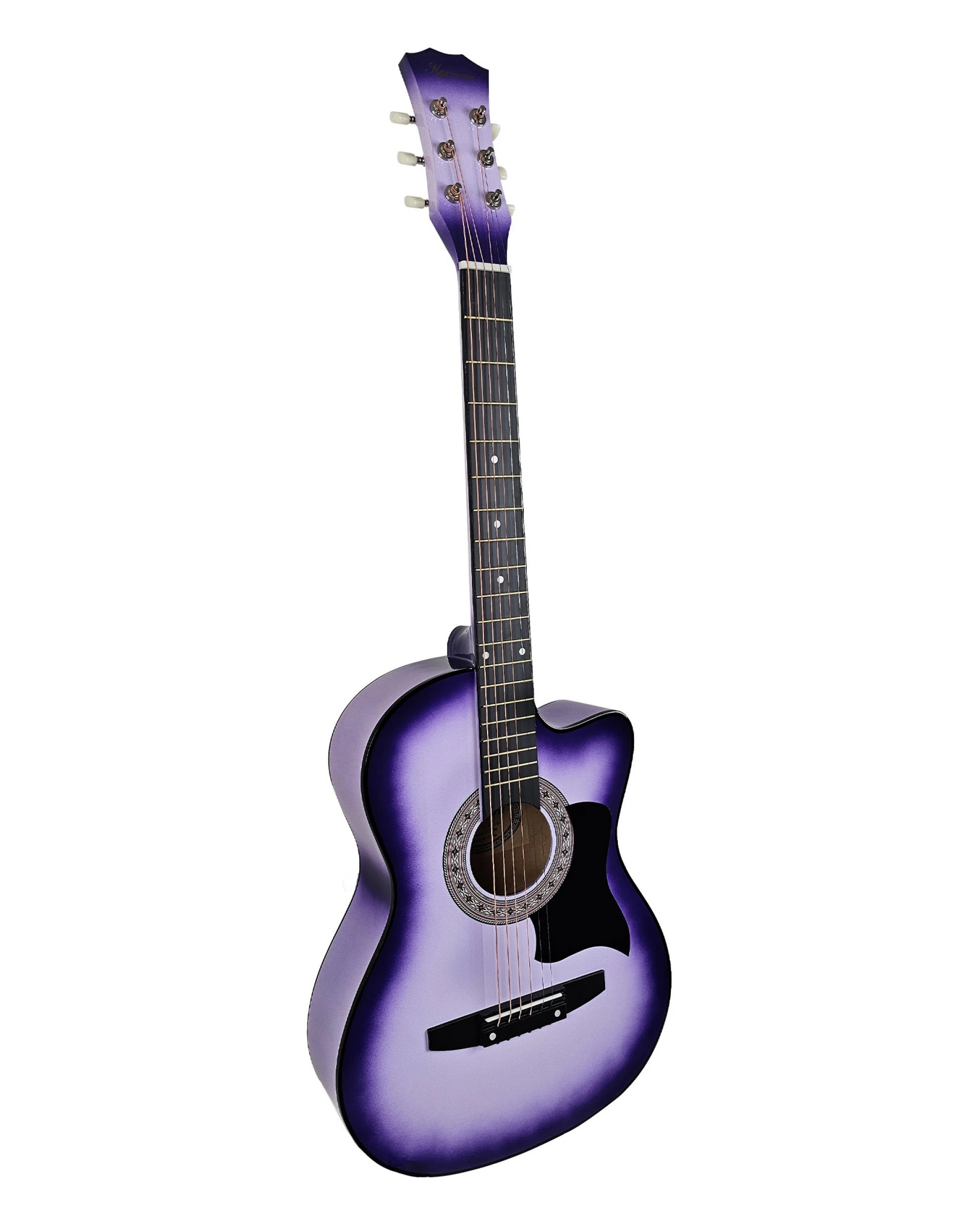 1 Karrera 38in Cutaway Acoustic Guitar with Guitar Bag in Purple Burst - Purple, 1 of 10