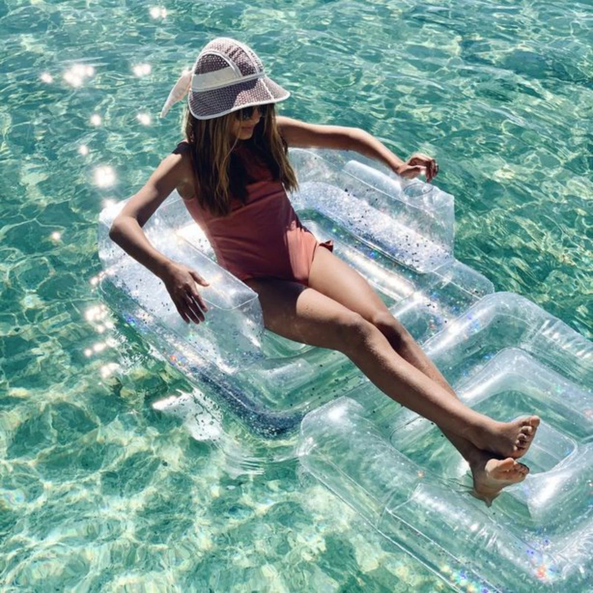 Sunnylife Inflatable Lilo Chair - Clear Glitter Confetti - Clear - Kmart