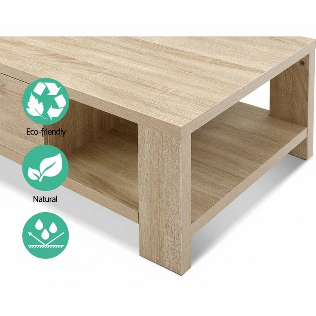 6 Artiss Coffee Table 1 Drawer Oak Maxi - Brown, 6 of 7