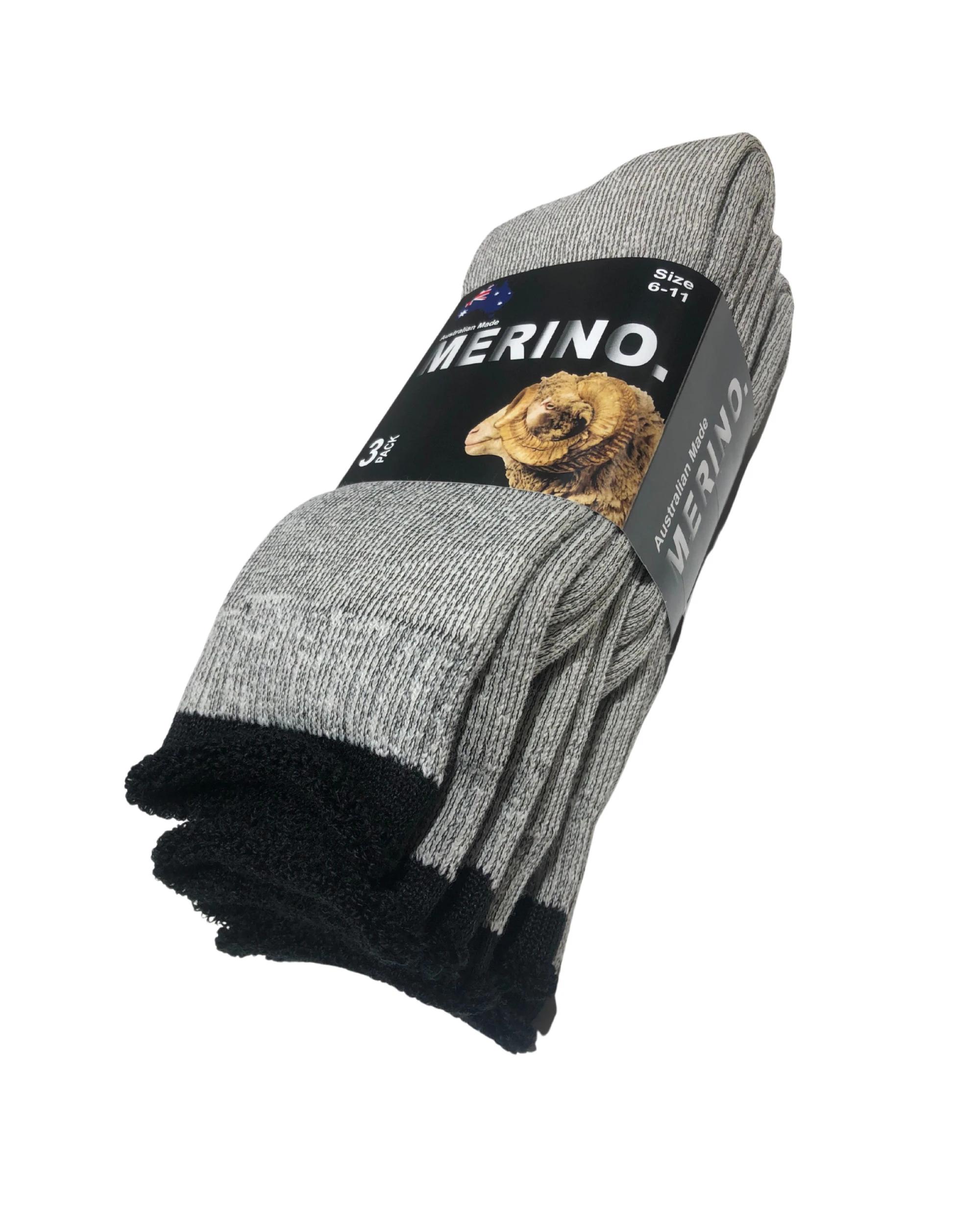 1 BR Home 3 Pairs Mens Merino Wool Work Socks in Beige 6-11 , 1 of 1