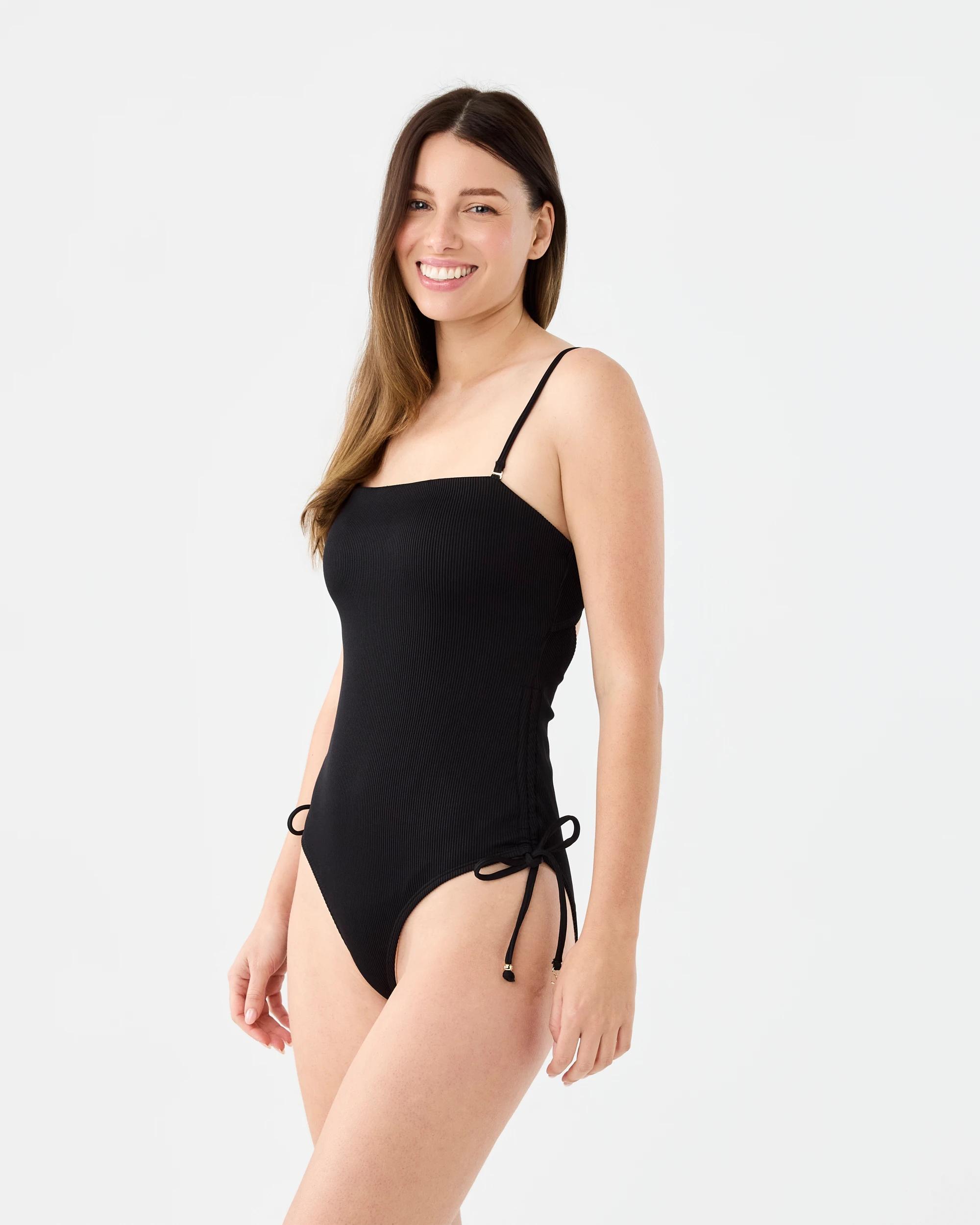 2 Ruched Side One Piece Swimsuit Black, 2 of 7