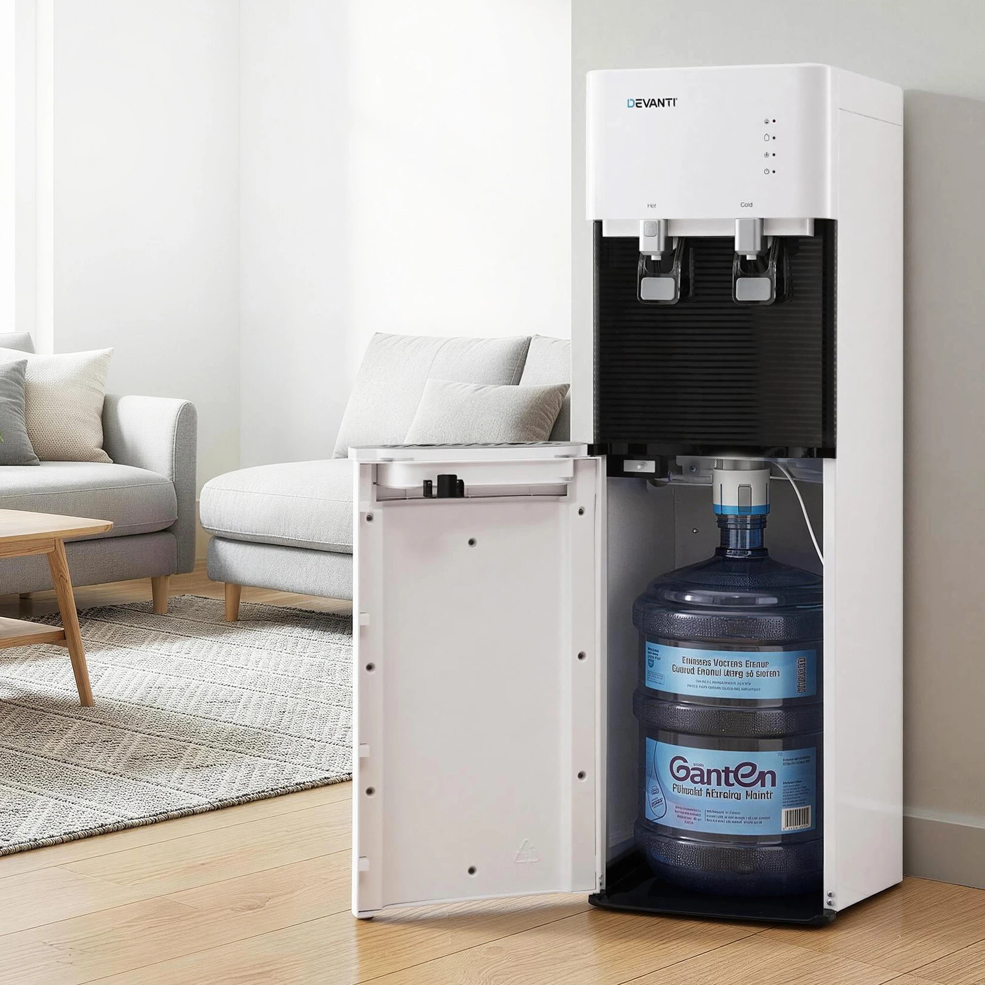 4 Devanti 2 Taps Water Cooler Dispenser Bottom Loading Dispenser Chiller Filter - White, 4 of 9
