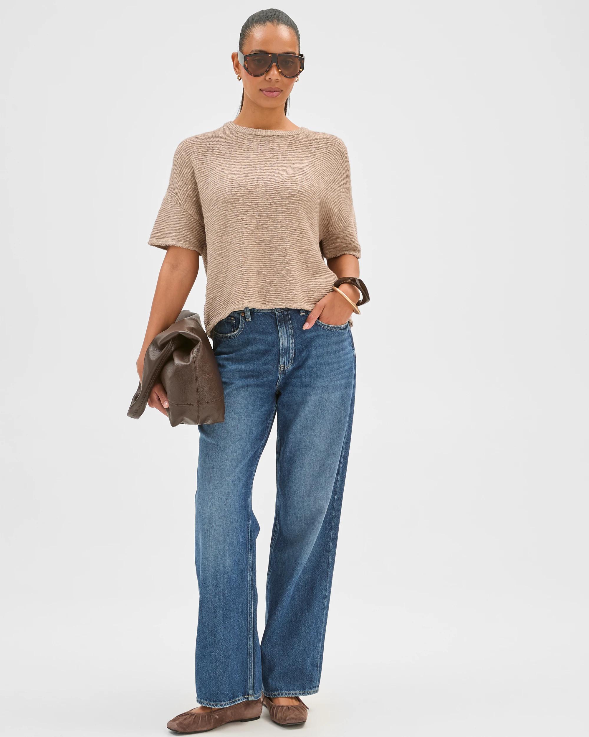 2 Target Woman Australian Cotton Slub Detail Knit T-Shirt PARCHMENT, 2 of 7