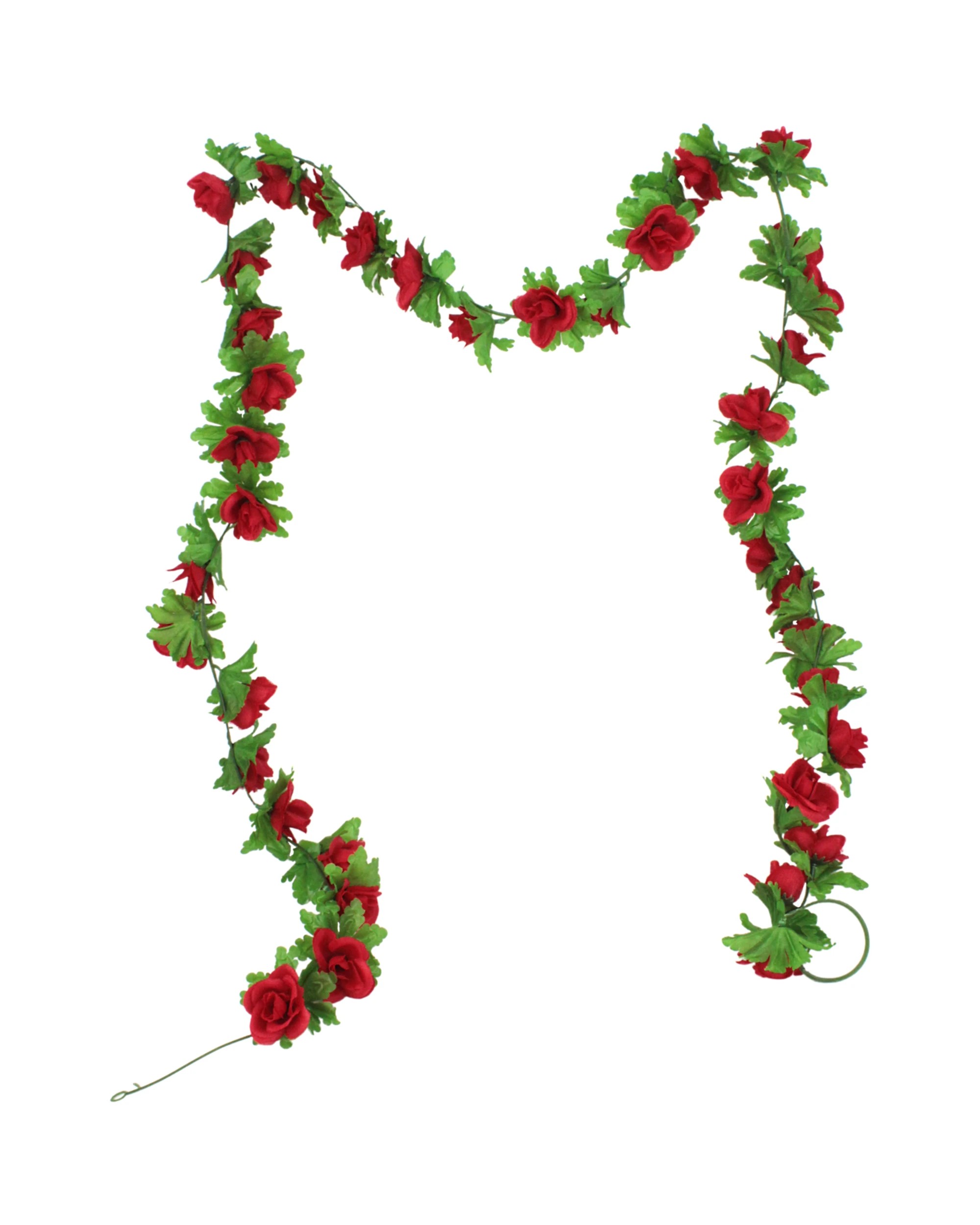1 Partyrama Artificial Rose Garland 2m - Red, 1 of 2