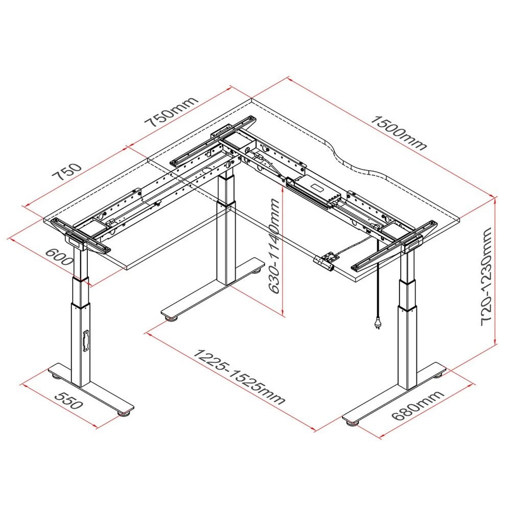 8 Stilford S2 Electric Corner Workstation 1500mm Oak Desks, Tables and Workstations, 8 of 8