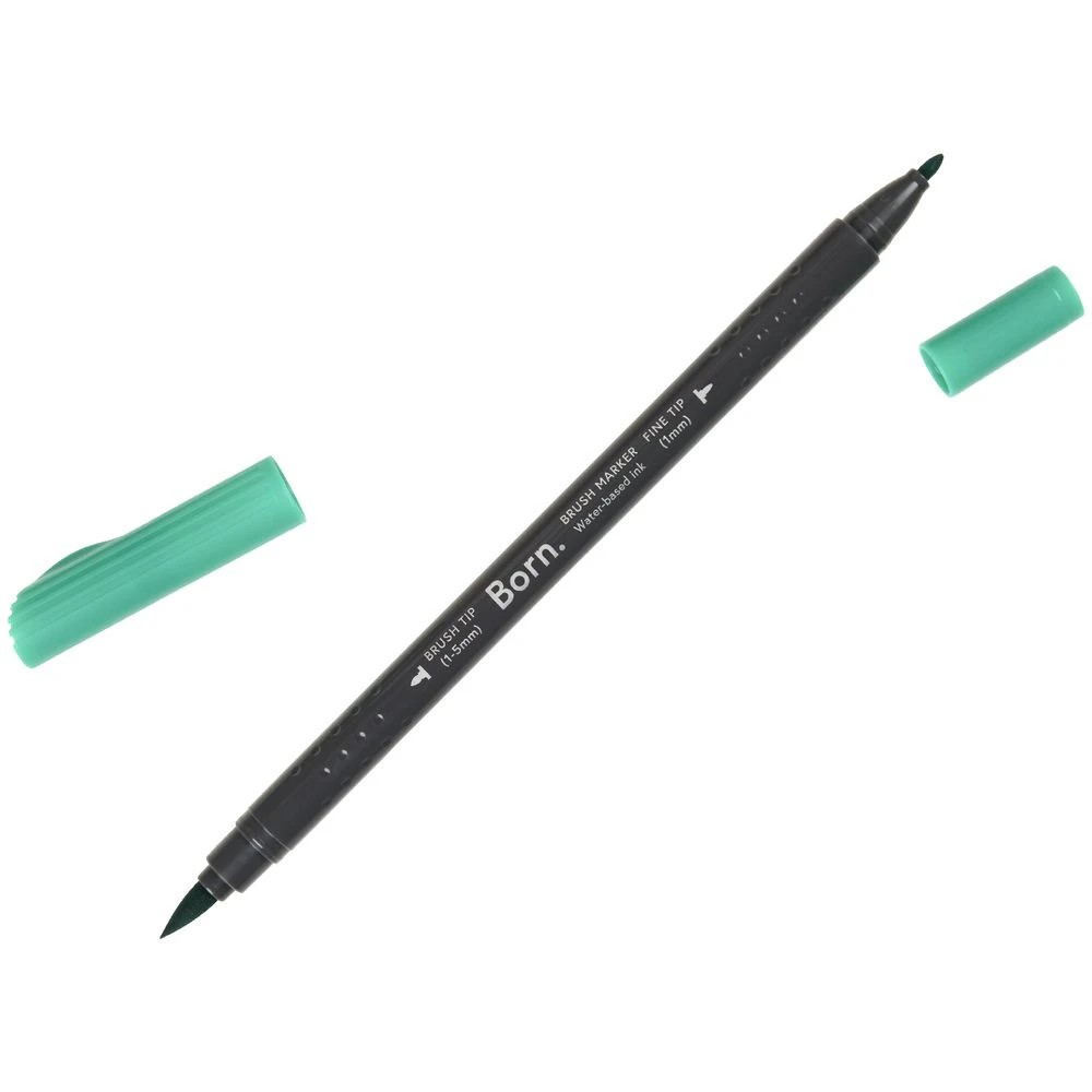 3 Born Professional Brush Dual-Tip Marker Jade Green G190, 3 of 4