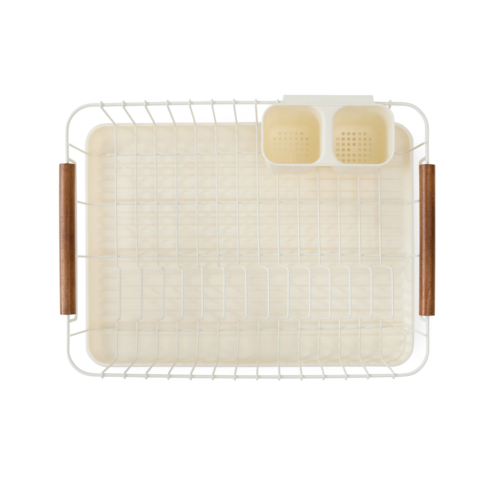 6 Off White Acacia Handle Dish Rack, 6 of 7