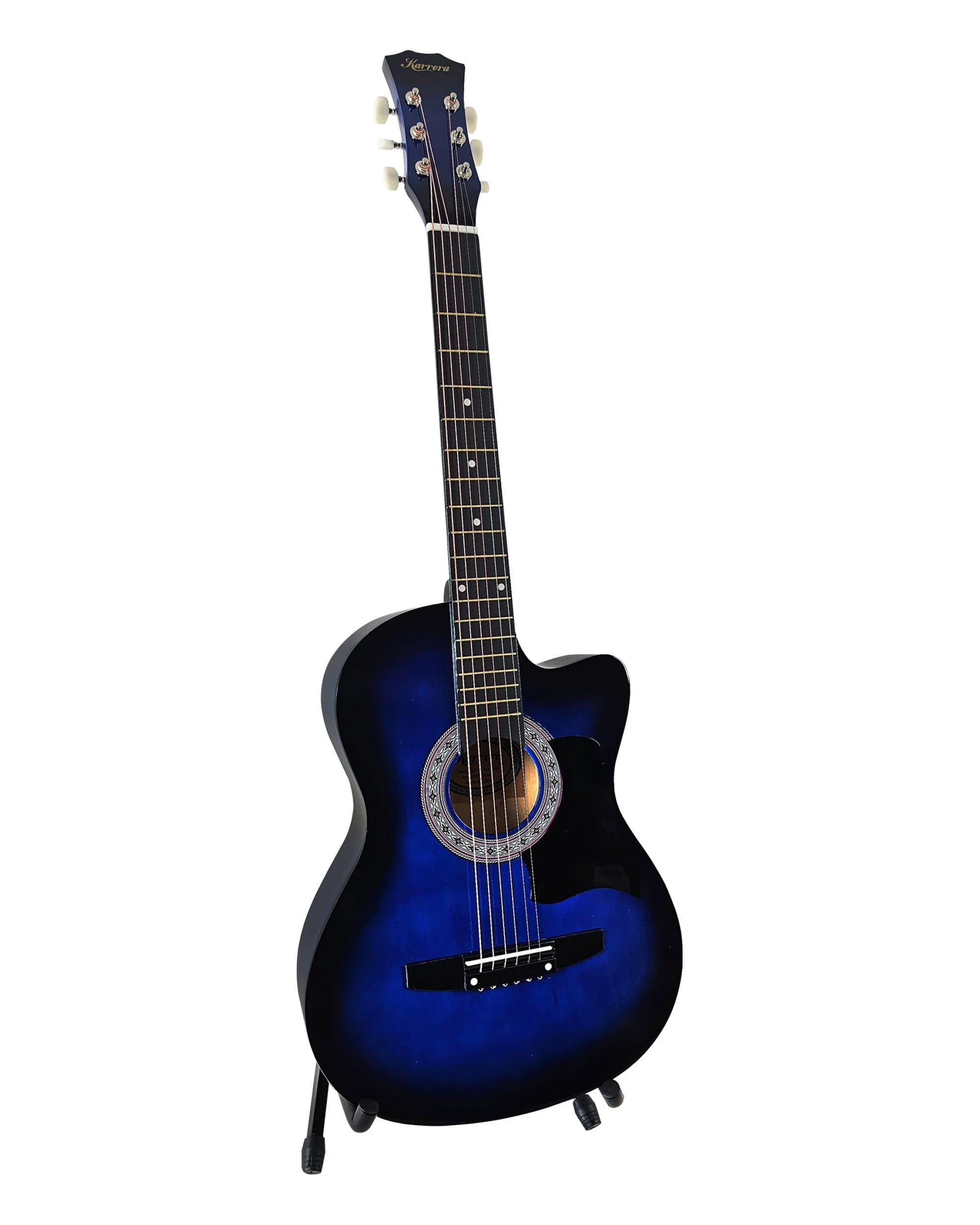 1 Karrera 38in Pro Cutaway Acoustic Guitar with Bag Strings in Blue Burst, 1 of 10