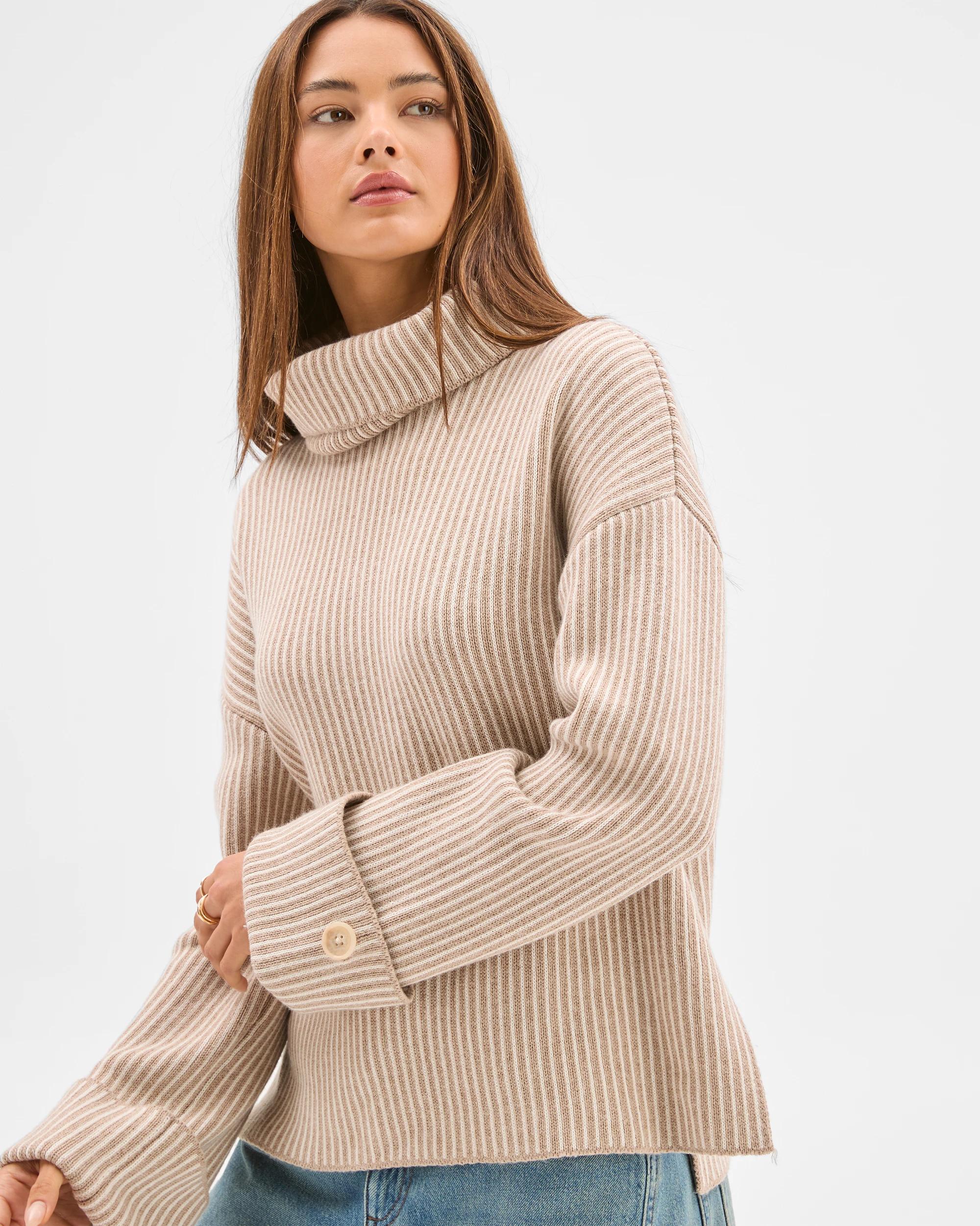 3 Lily Loves High Neck Rib Jumper LIGHT CREAM, 3 of 5