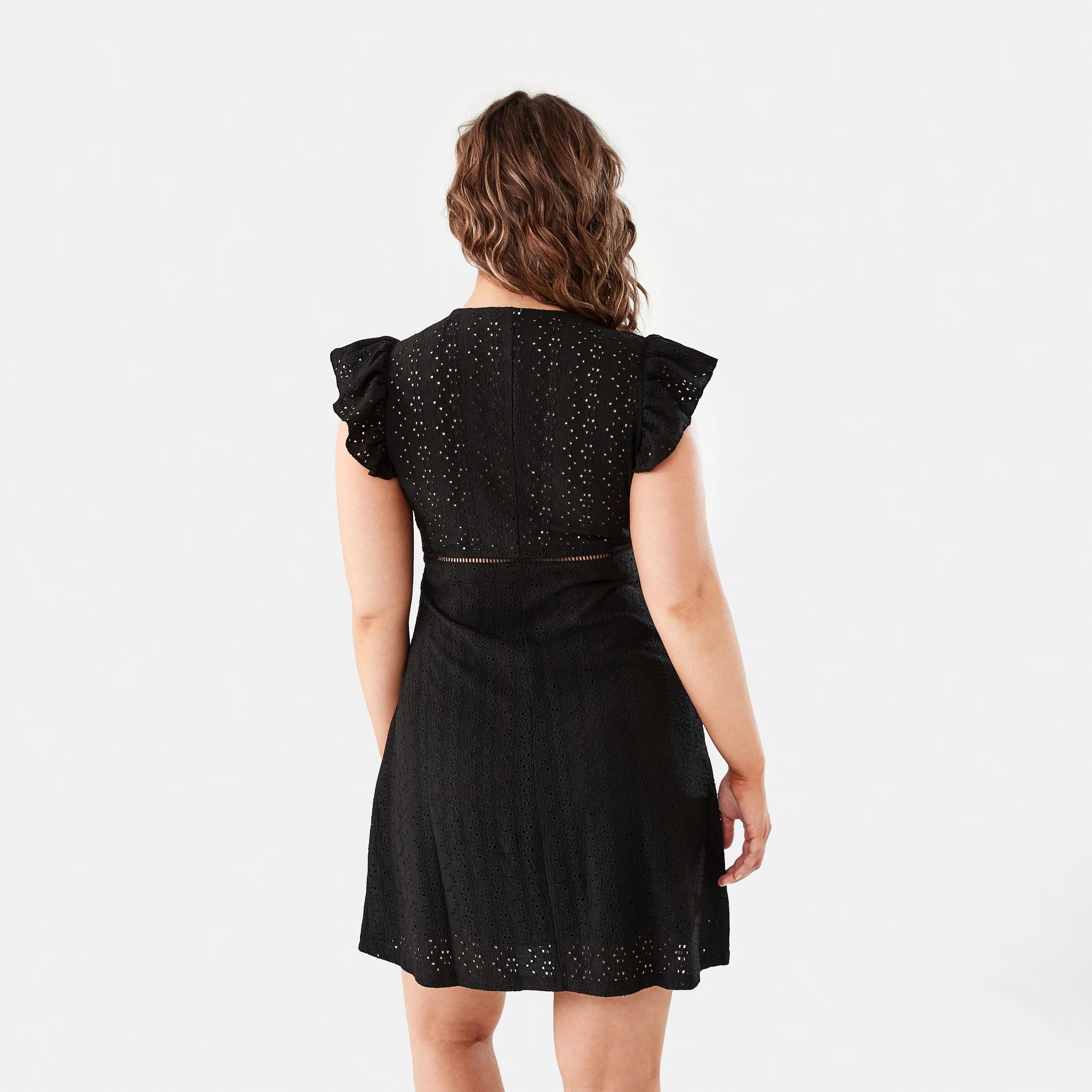 4 Sleeveless Broderie V-Neck Mini Dress BLACK, 4 of 9