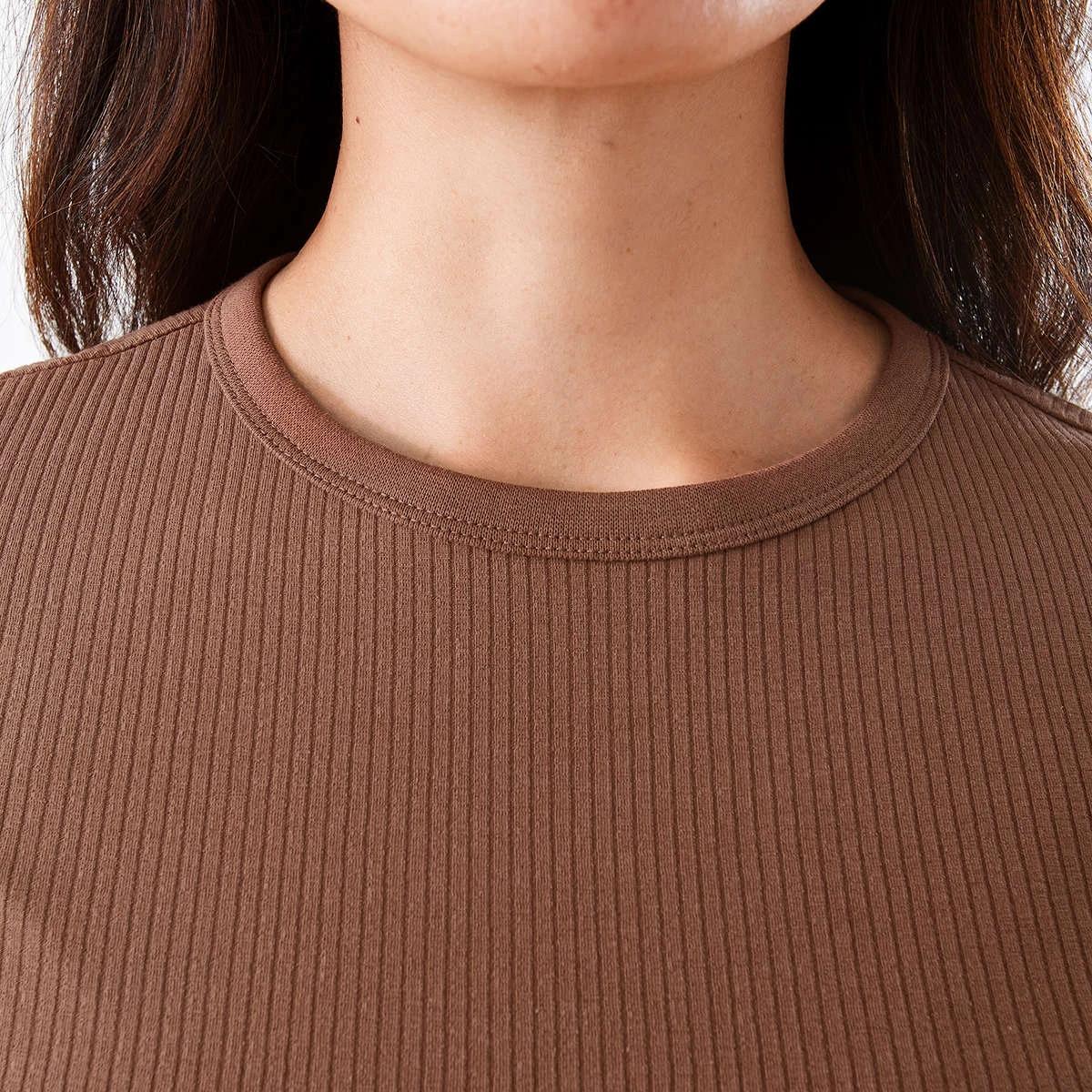 5 Long Sleeve Rib Crew Neck T-shirt Cfee Brown, 5 of 5