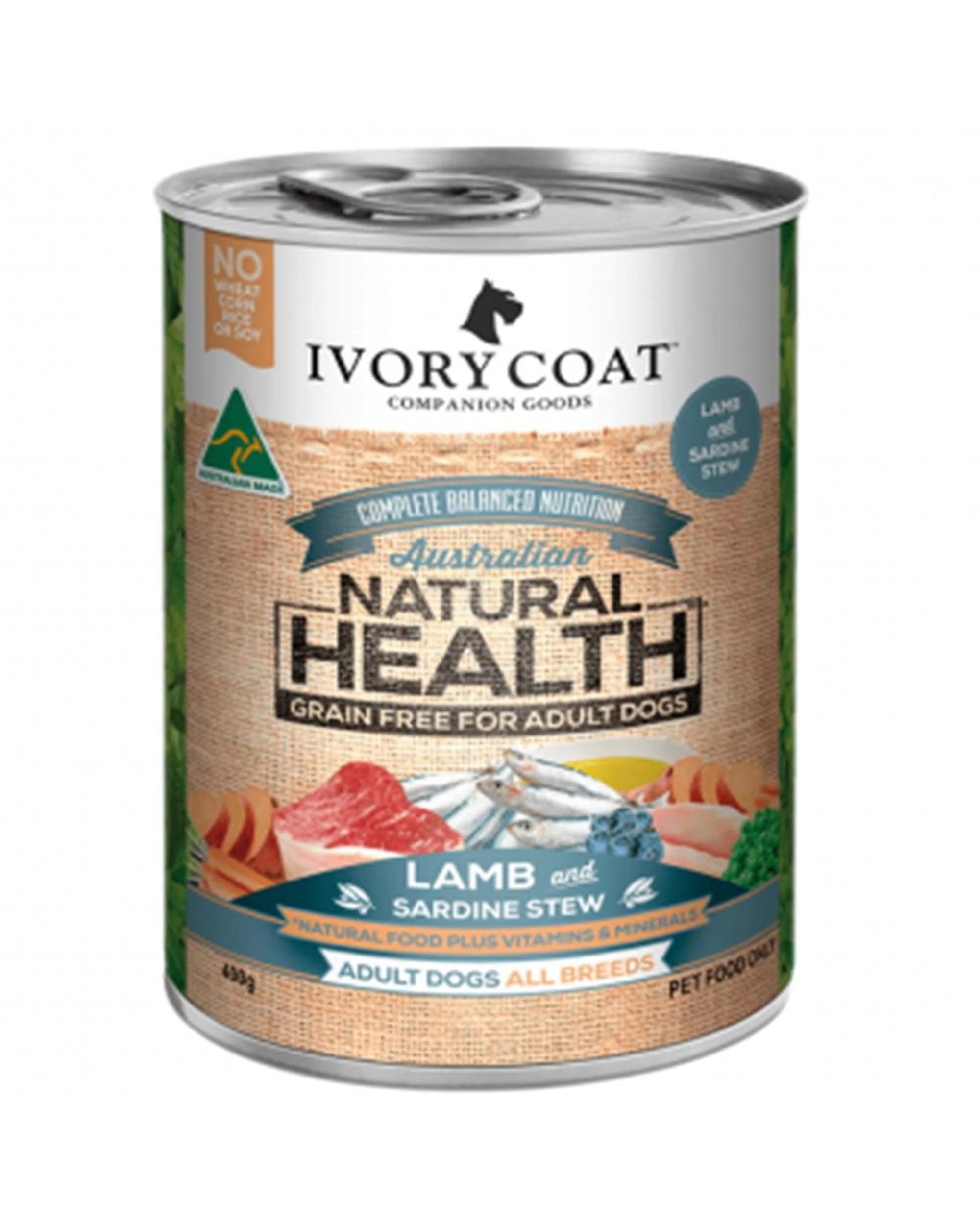 1 Ivory Coat Dog Adult Lamb & Sardine Stew 400g Cans x 12, 1 of 1