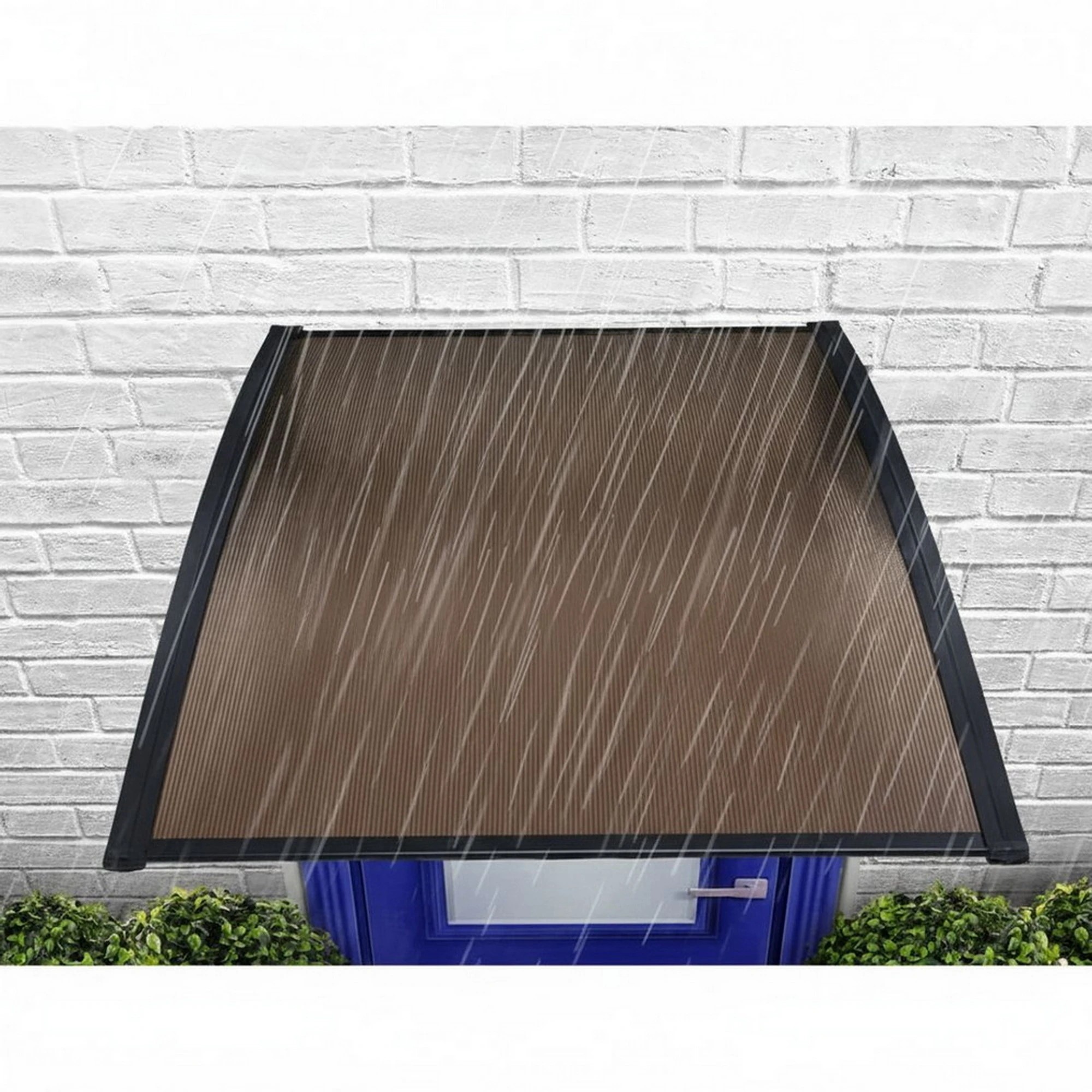 6 Instahut Window Door Awning Canopy 1.5mx3m Brown Sheet Plastic Frame - Multi, 6 of 7