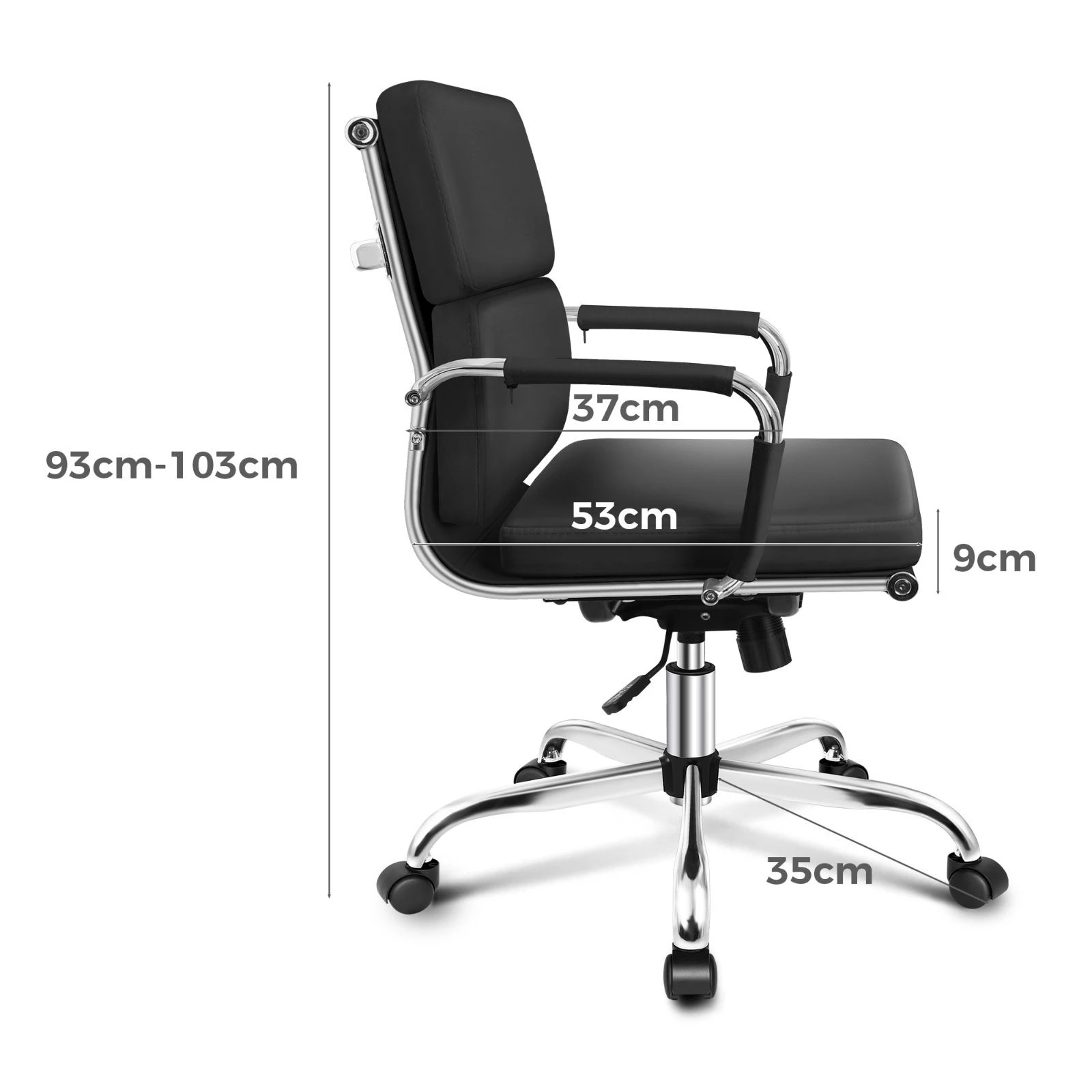 9 Alfordson Office Chair Ergonomic Paddings Executive Computer Work Seat Mid Back - Black, 9 of 10