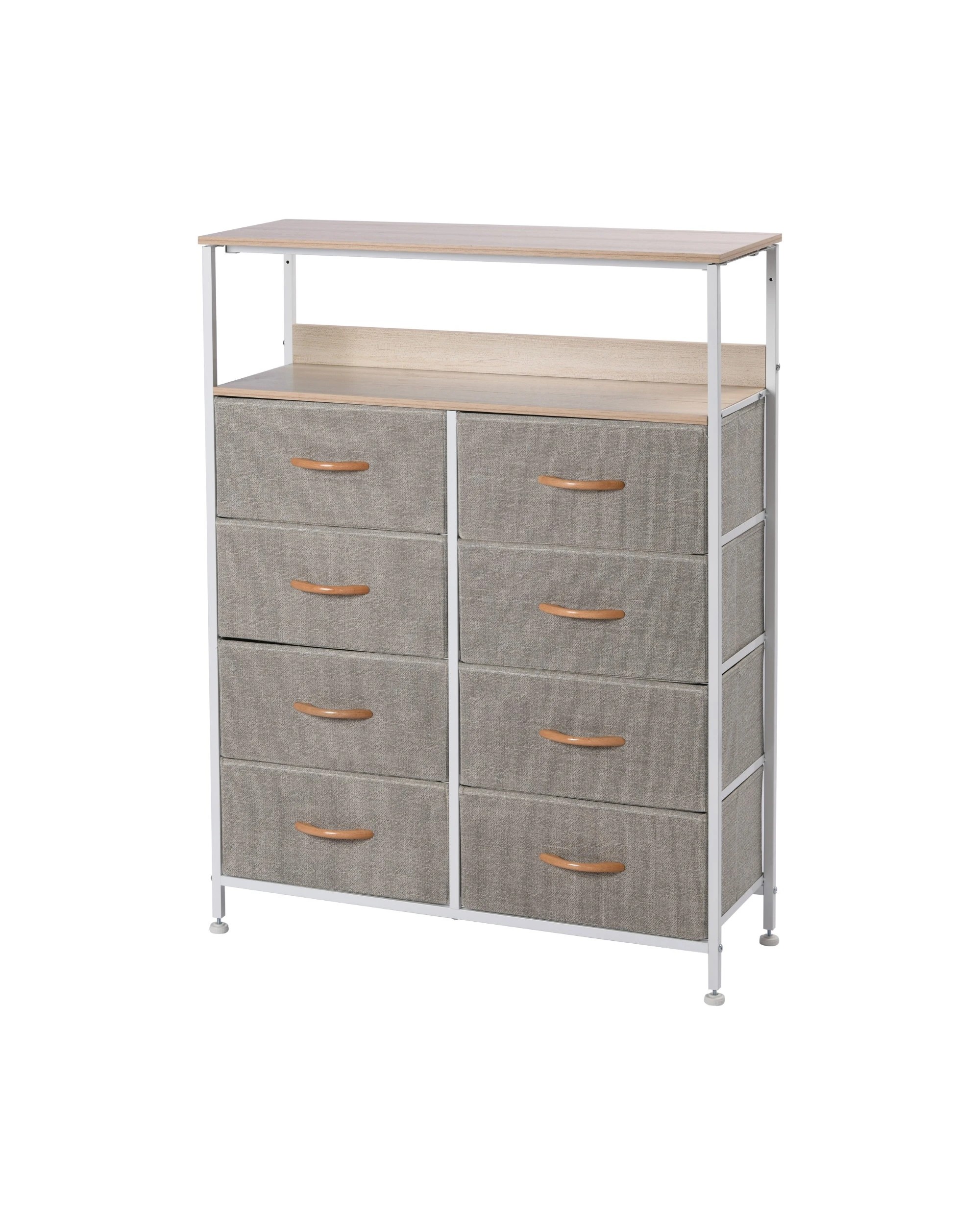 1 Sherwood Luna 8 Drawer Fabric Home Storage Dresser With Shelf - Cream, 1 of 7