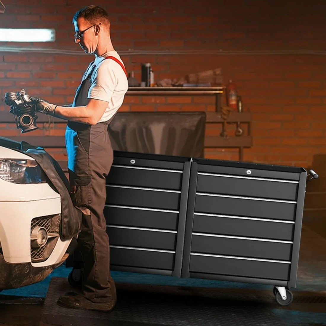 6 Giantz Tool Chest Trolley 10 Drawers Toolbox Storage - Black, 6 of 7