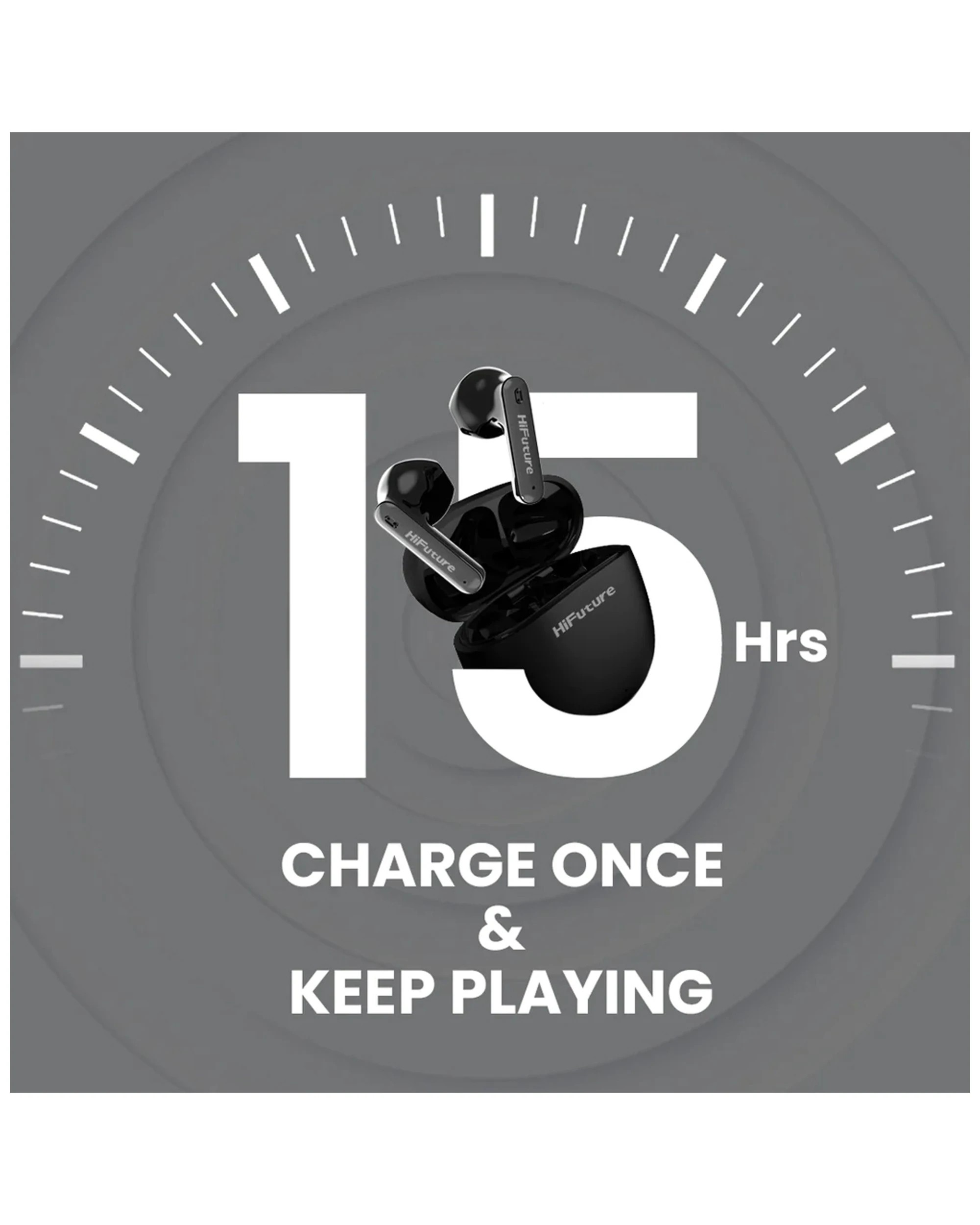 2 Hifuture Colourbuds2 True Wireless Bluetooth Soft Bass Earbuds Noise Cancel - Black, 2 of 10