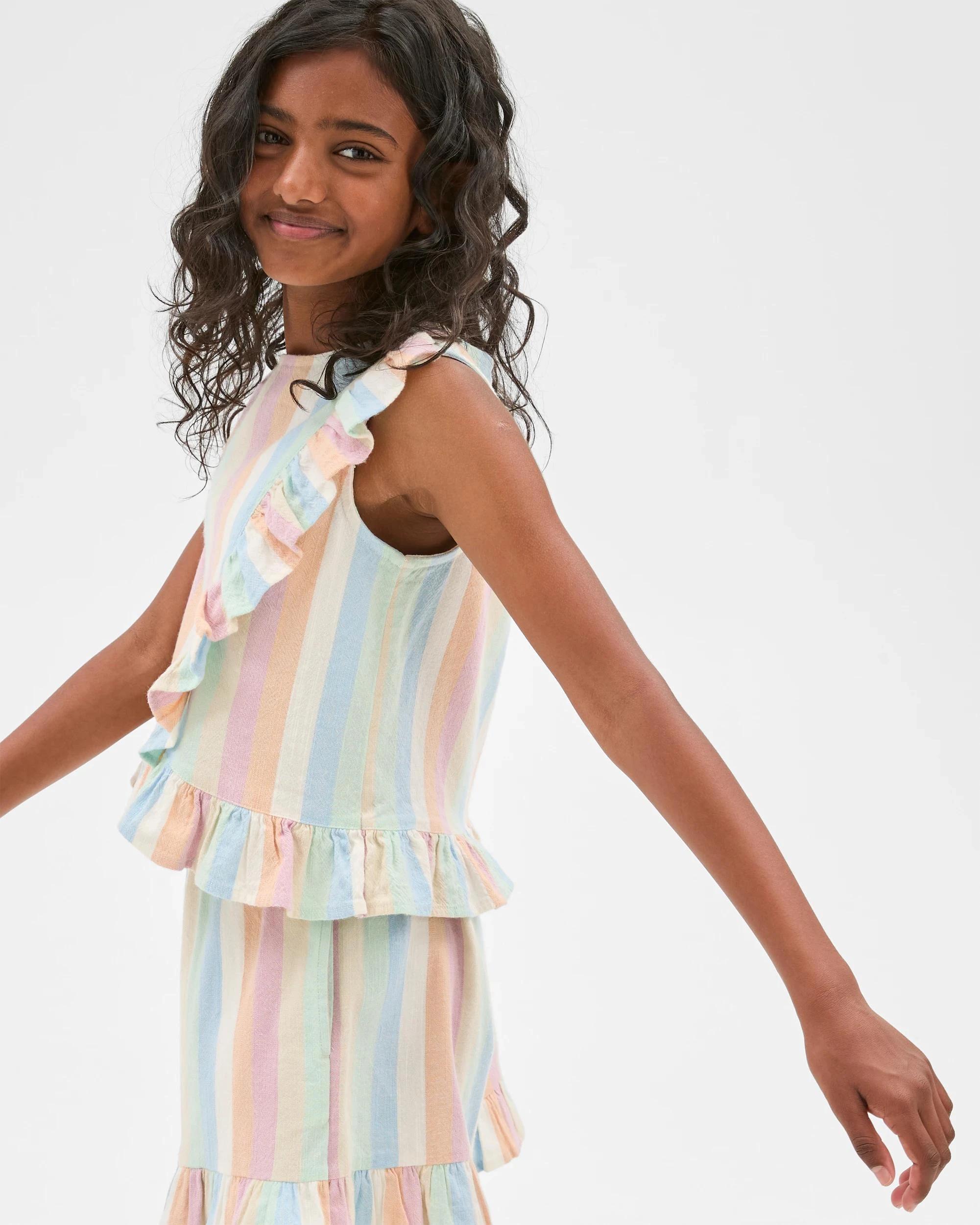 1 Target Woven Cross Front Frill Top STRIPE, 1 of 6