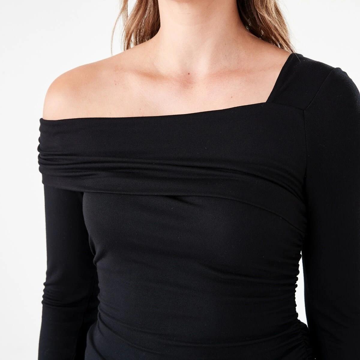 6 Long Sleeve Ruched Top BLACK, 6 of 7