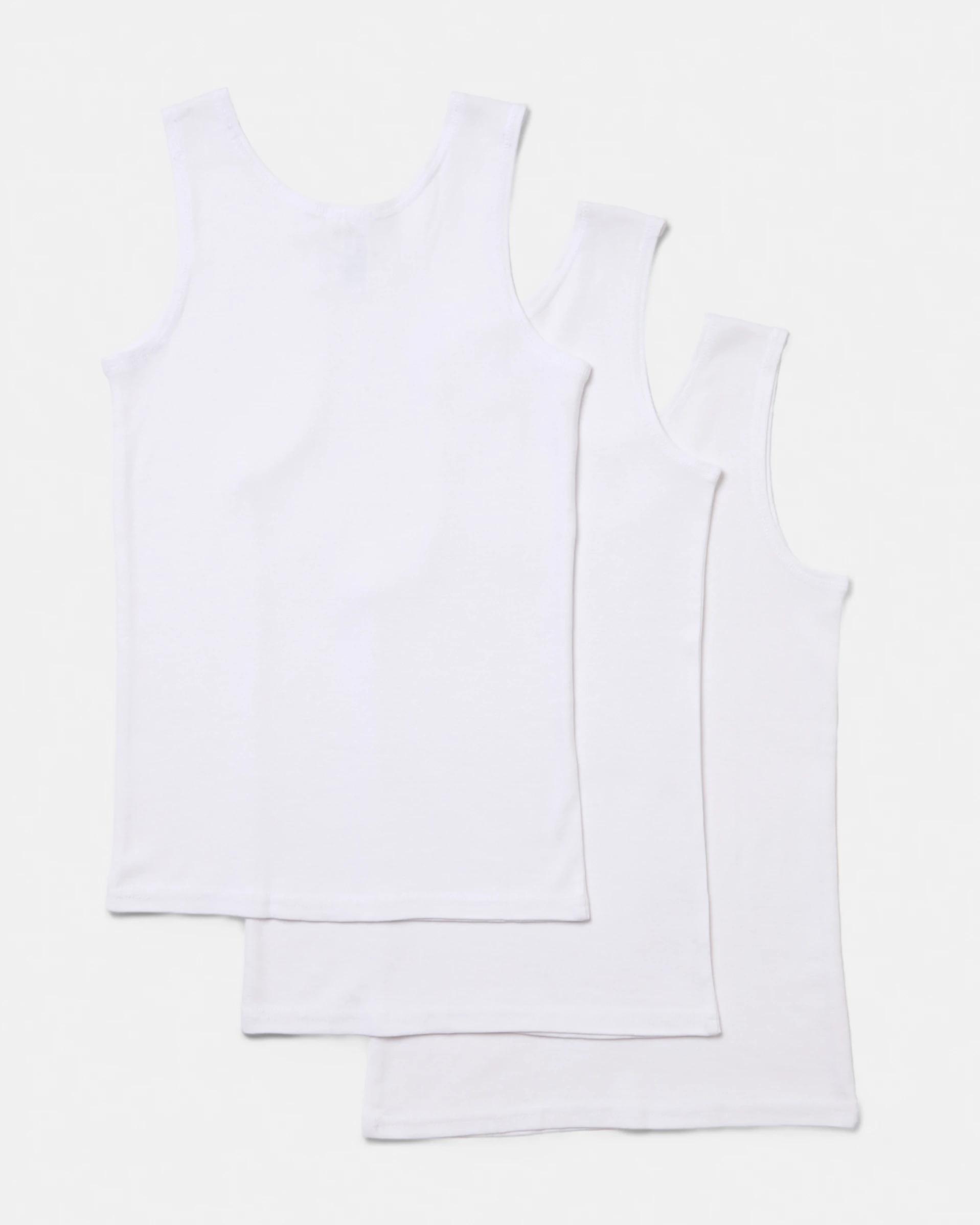 2 3 Pack Wide Strap Singlets White, 2 of 5