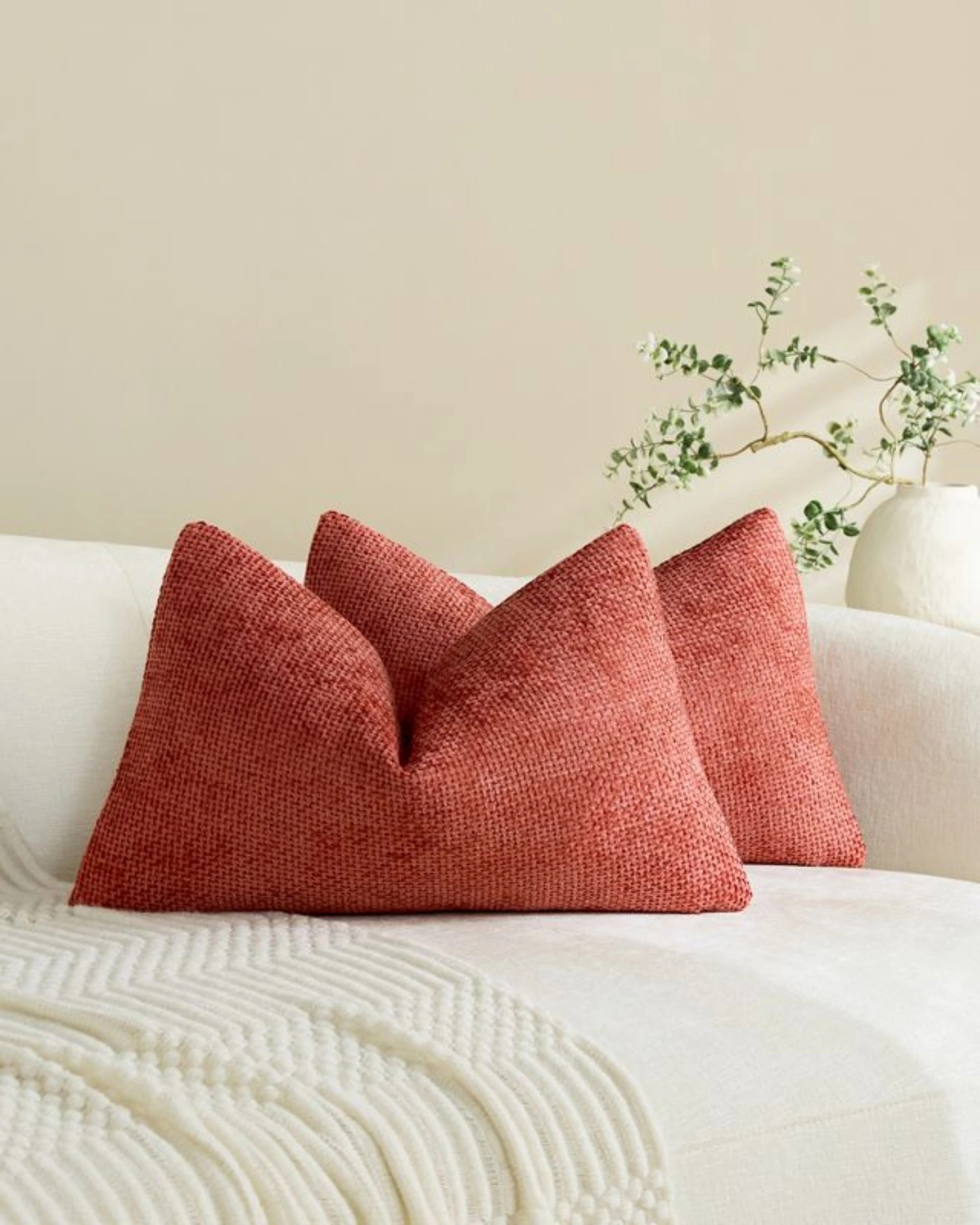 Gioia Casa 2-Pack Chenille Grid Cushion Covers 30cm x 50cm - Terracotta ...