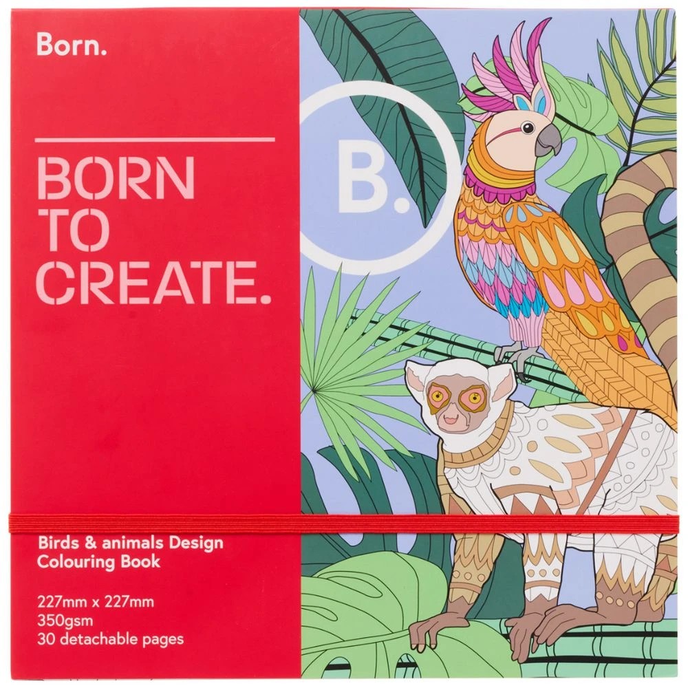 1 Born 9x9" Adult Colouring Book Birds and Animals, 1 of 4