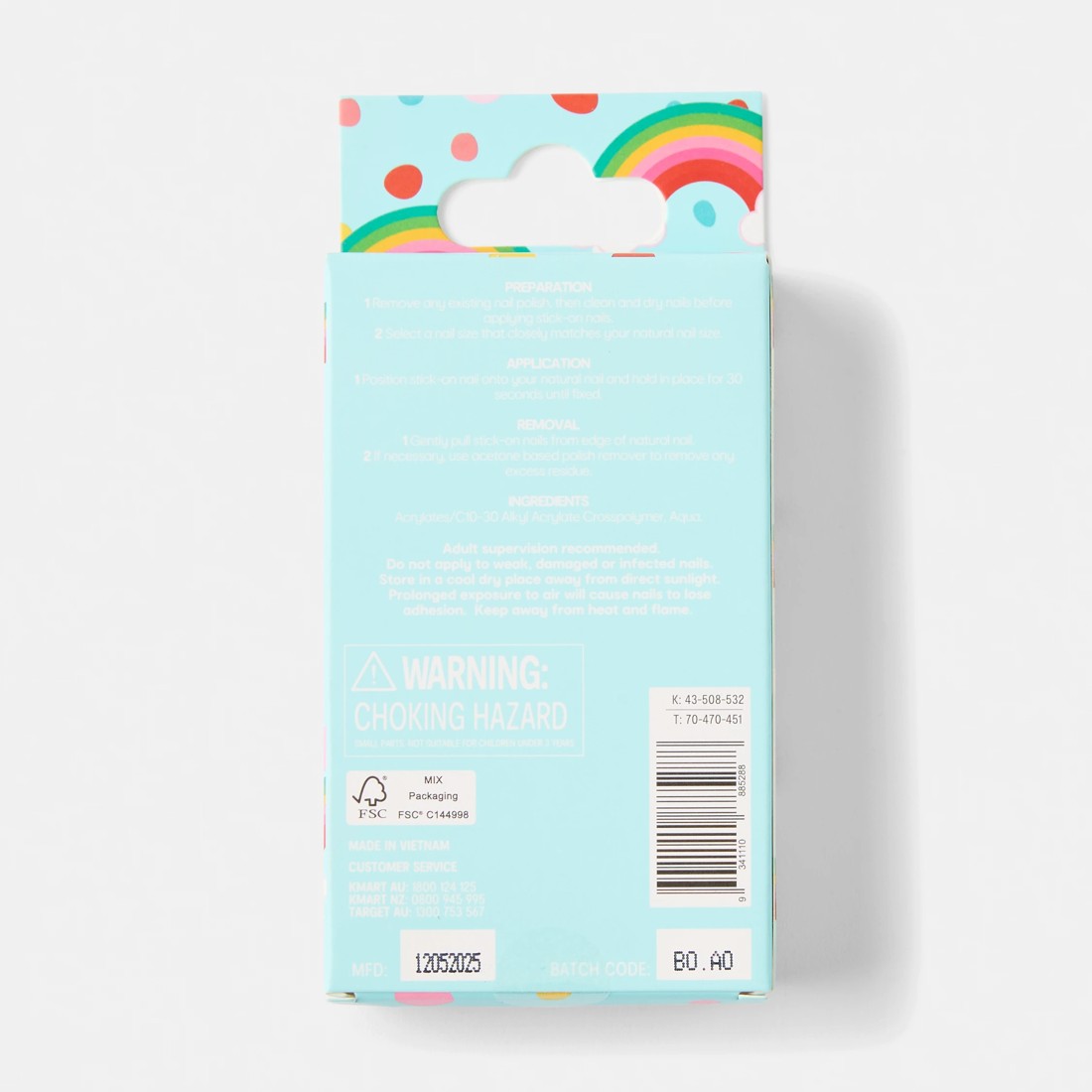 2 OXX Junior 24 Pack Kids Pre-Glued Stick-On Nails - Flowers, 2 of 5