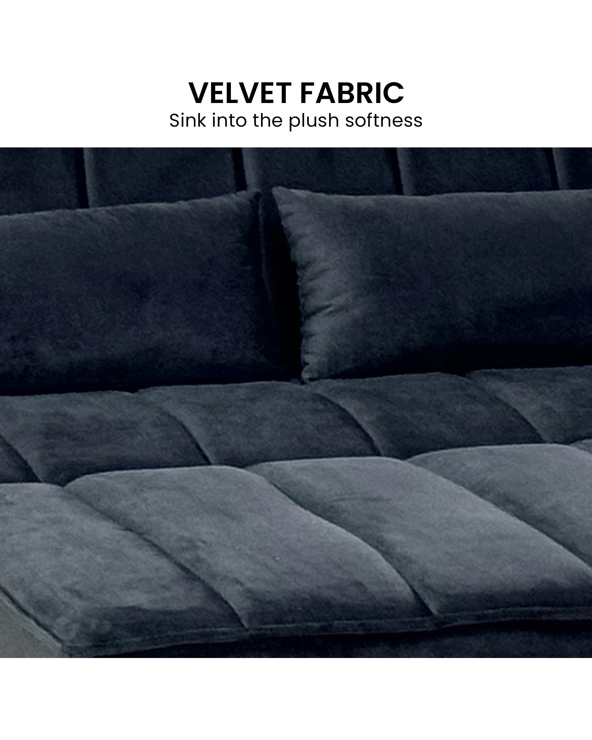 5 Sarantino Fenton Velvet 2-Seater Sofa Bed - Black, 5 of 9