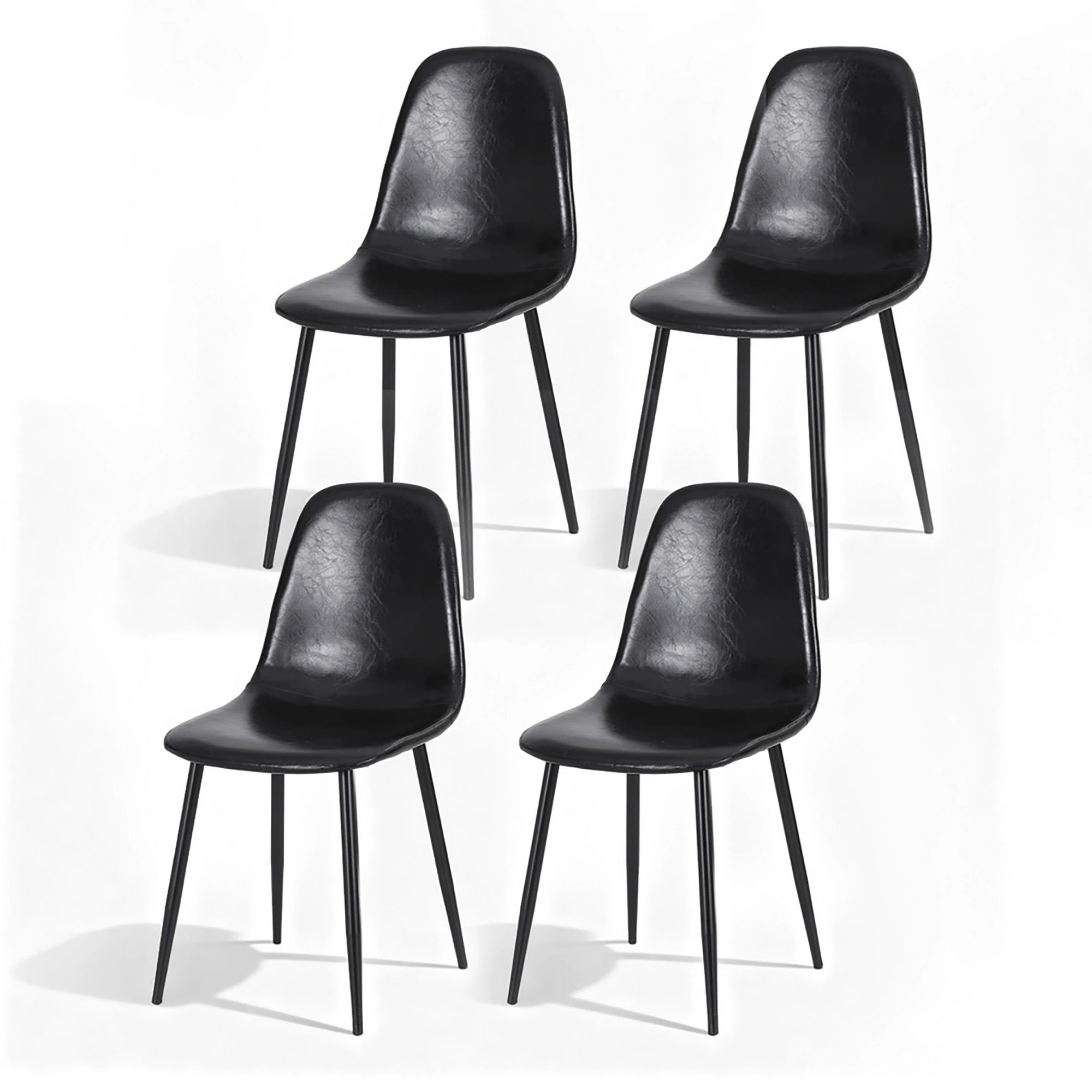 1 Artiss 4x Dining Chairs Retro PU Leather Kitchen Lounge Cafe Accent Chair - Black, 1 of 6