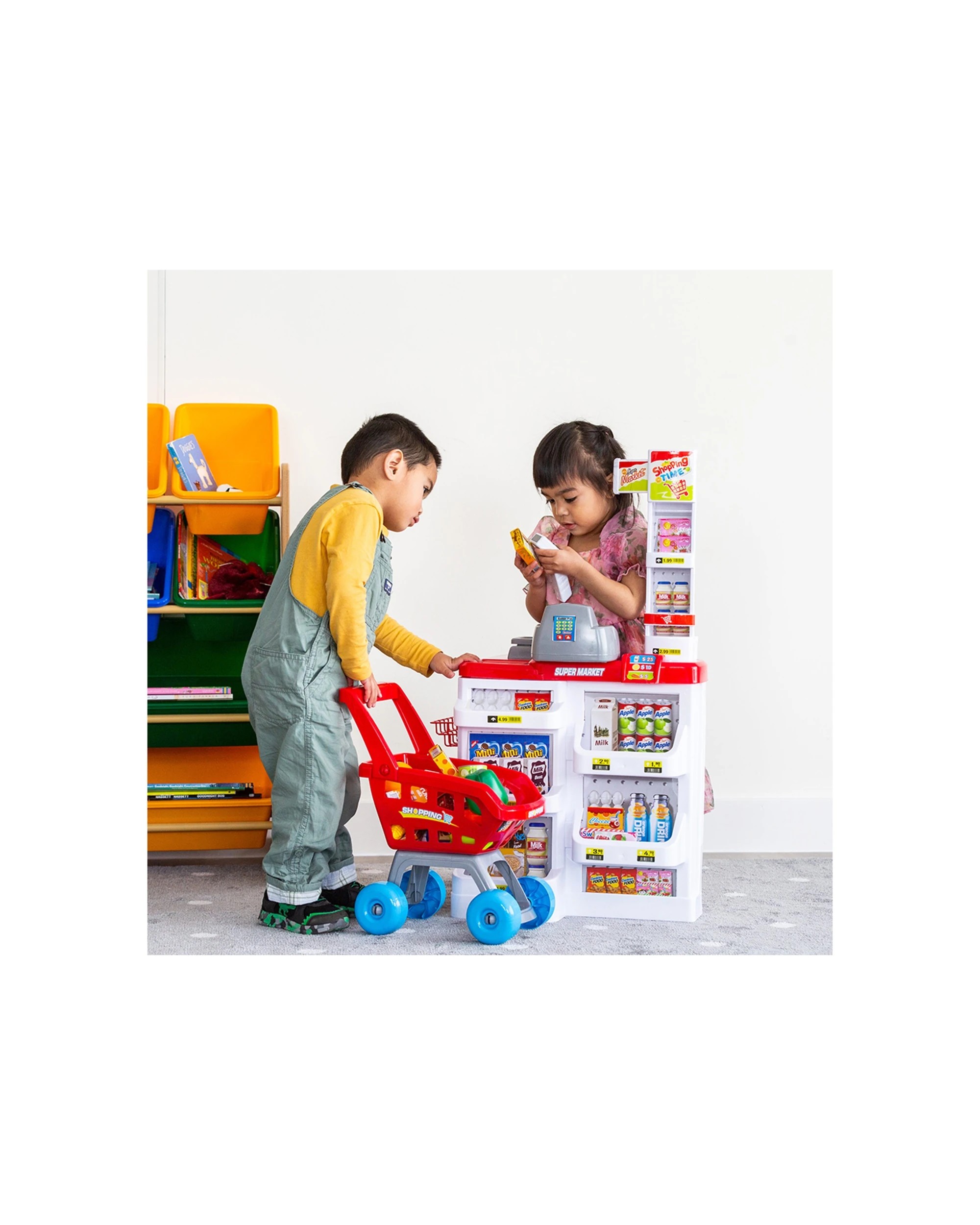 4 Lenoxx Kids Supermarket Play Set With Cash Register And Shopping Trolley Toys Market - Multi, 4 of 6