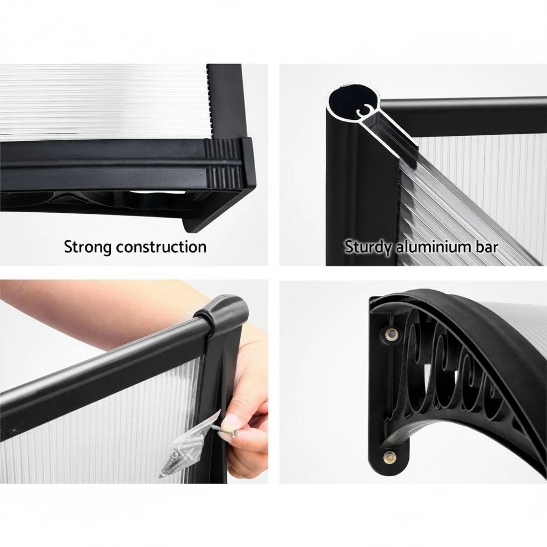 6 Instahut Window Door Awning 1mx1m Transparent Panel - Clear, 6 of 7