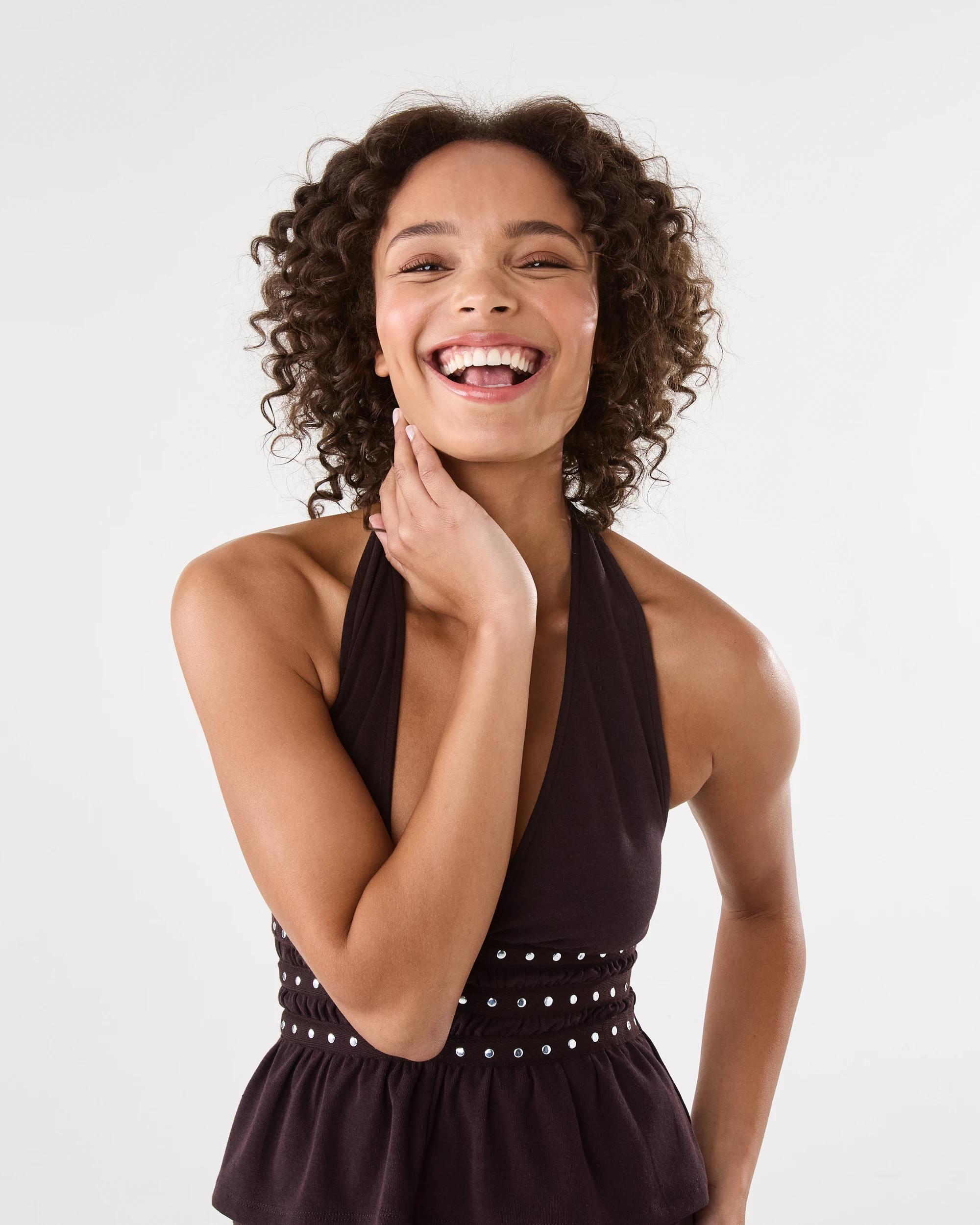 7 Sleeveless Studded Halter Top Choc Plum, 7 of 10