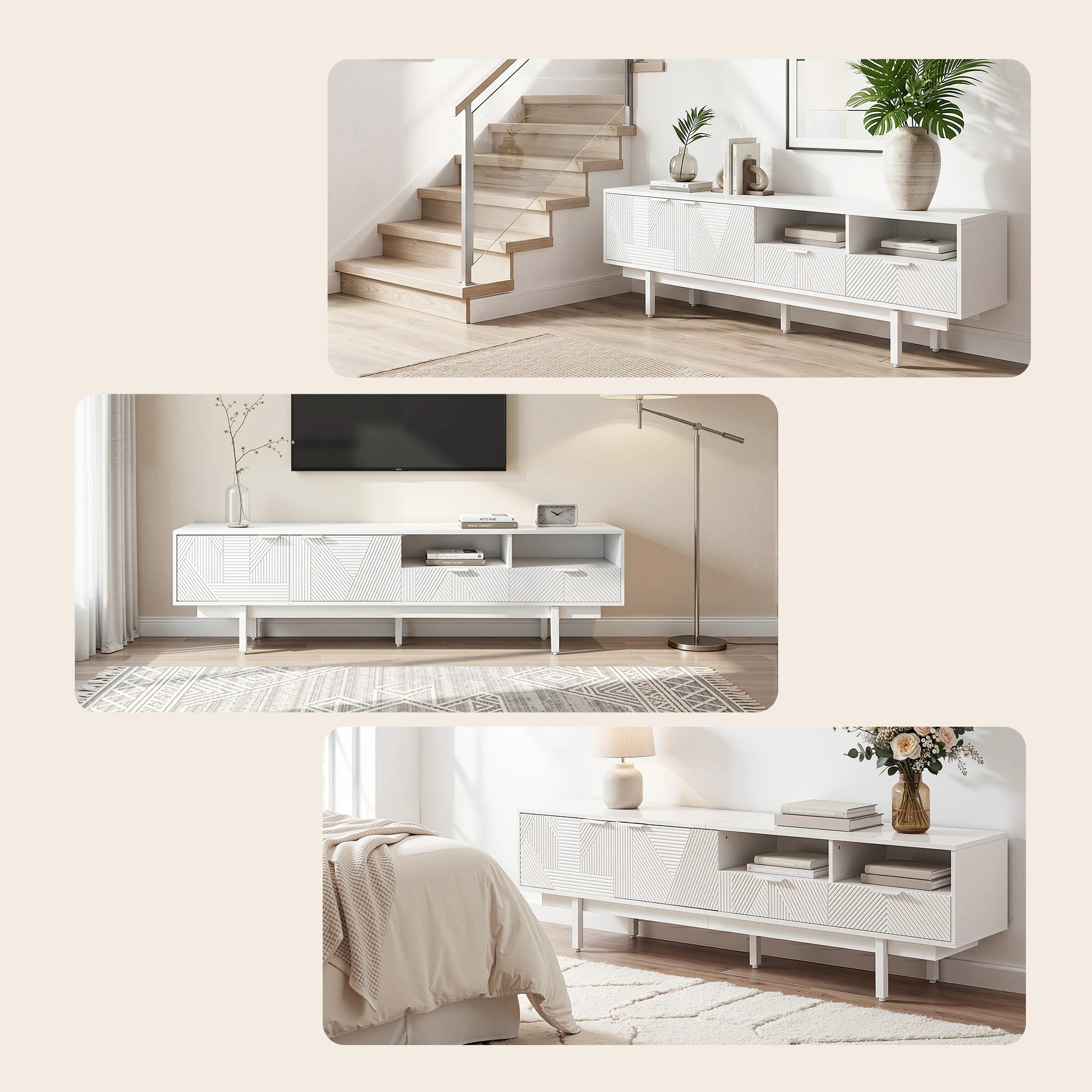 9 Artiss TV Unit Entertainment Unit Storage Cabinet Drawer 200cm - White, 9 of 10