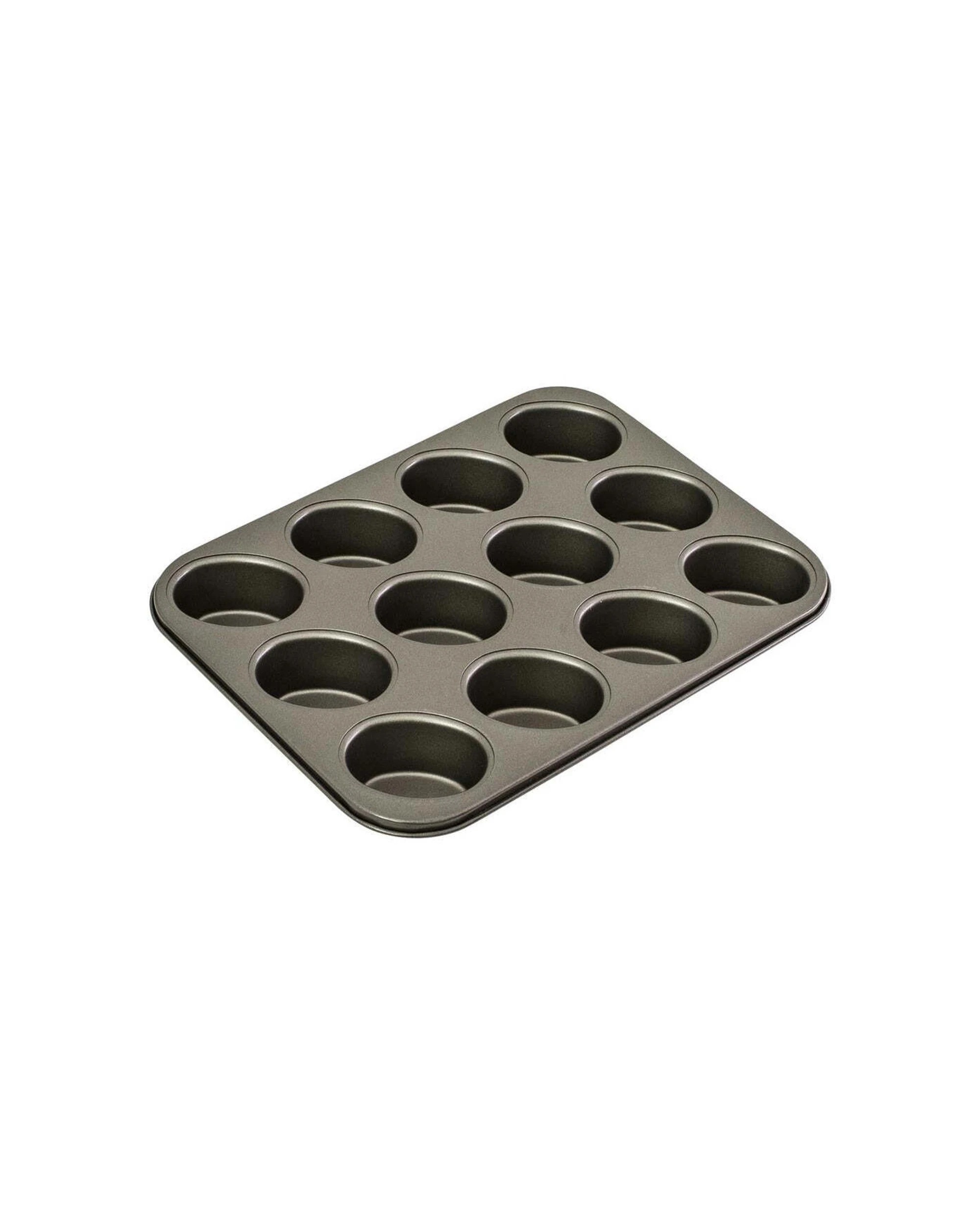 1 Bakemaster 12-cup Friand Pan 26.5x35.5cm Carbon Steel Non-stick Oven Safe
 - Grey, 1 of 3