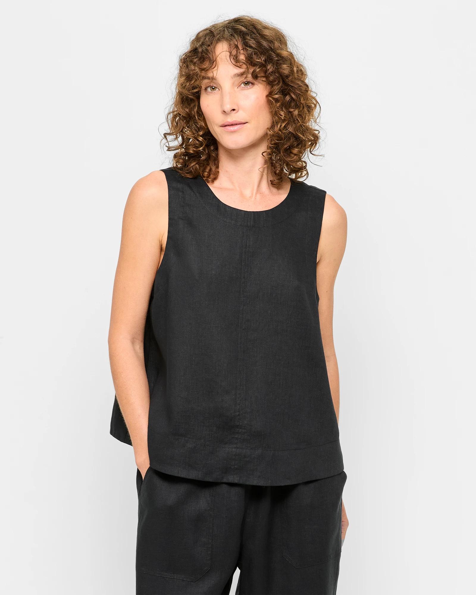1 Target European Linen Tank Top BLACK, 1 of 5