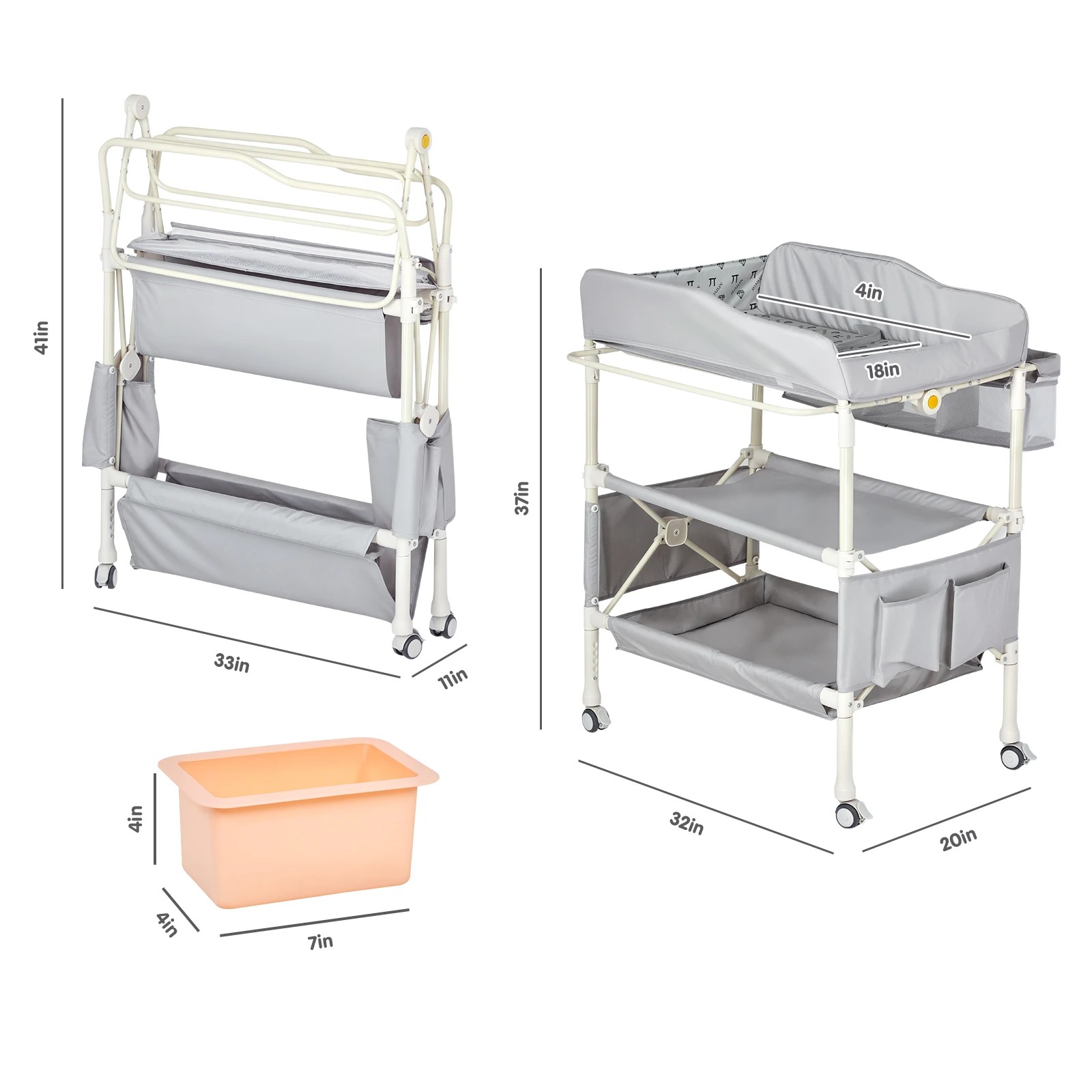 7 Advwin Changing Table Nursery Furniture with Side Pocket, 7 of 10
