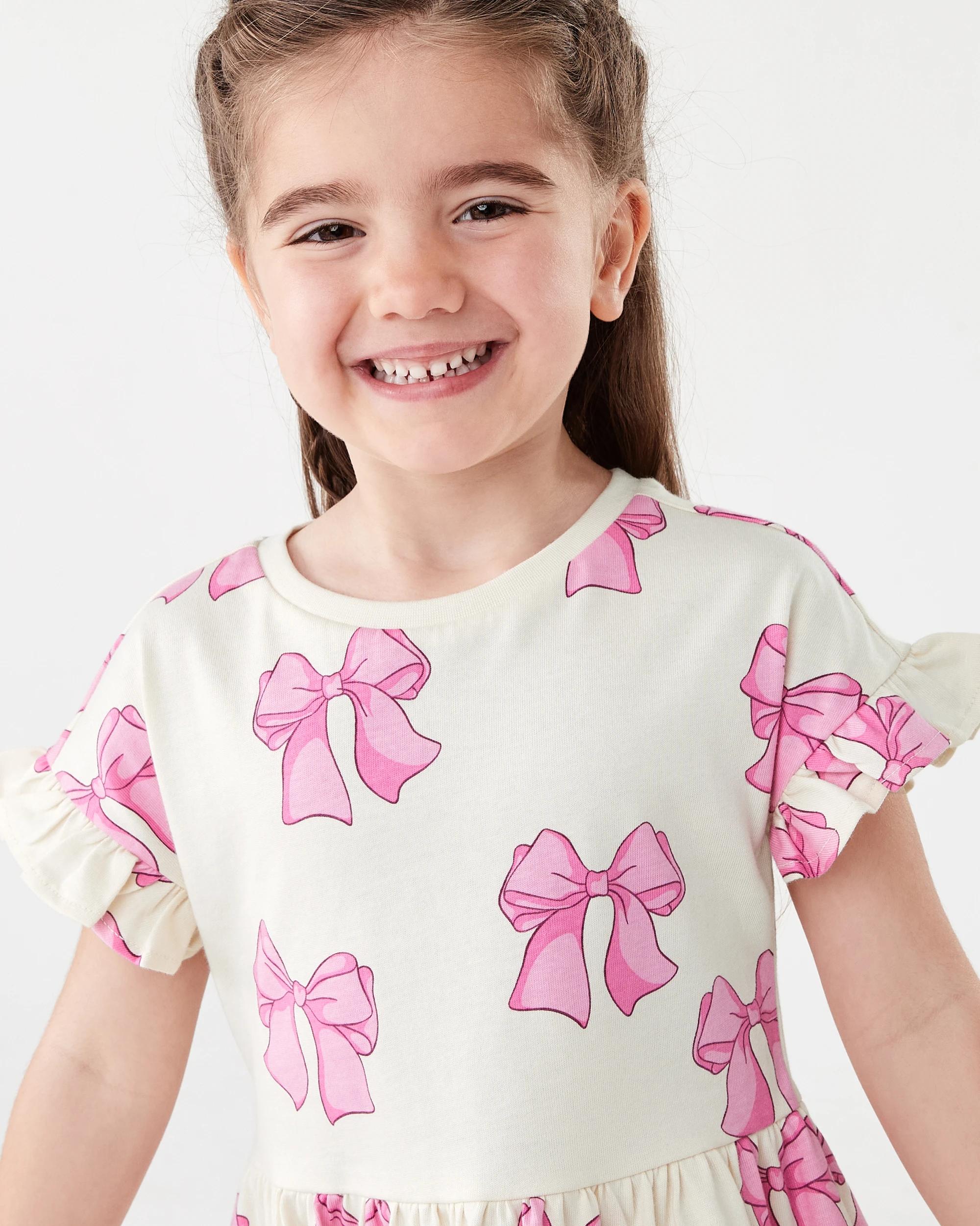 3 Jersey Dress Beige Bows, 3 of 10