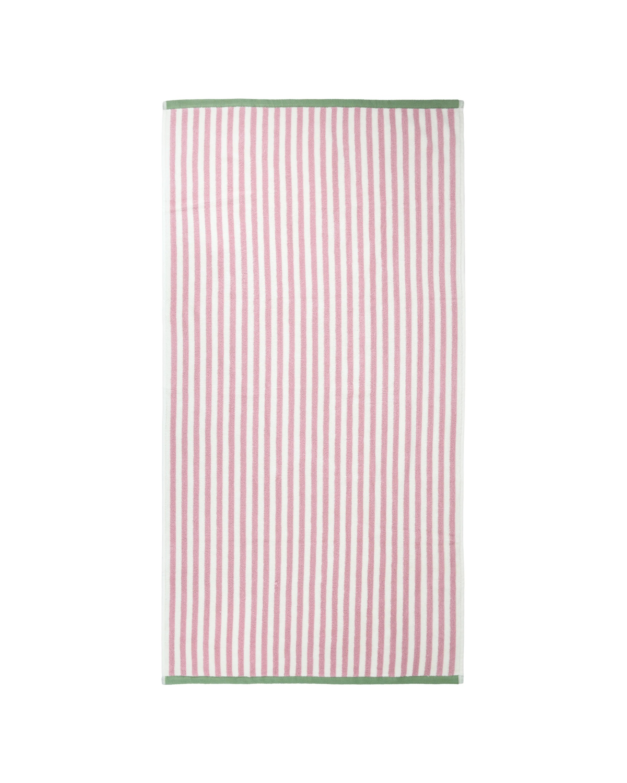 3 Reversible Stripe Cotton Bath Towel - Pink and Green, 3 of 5