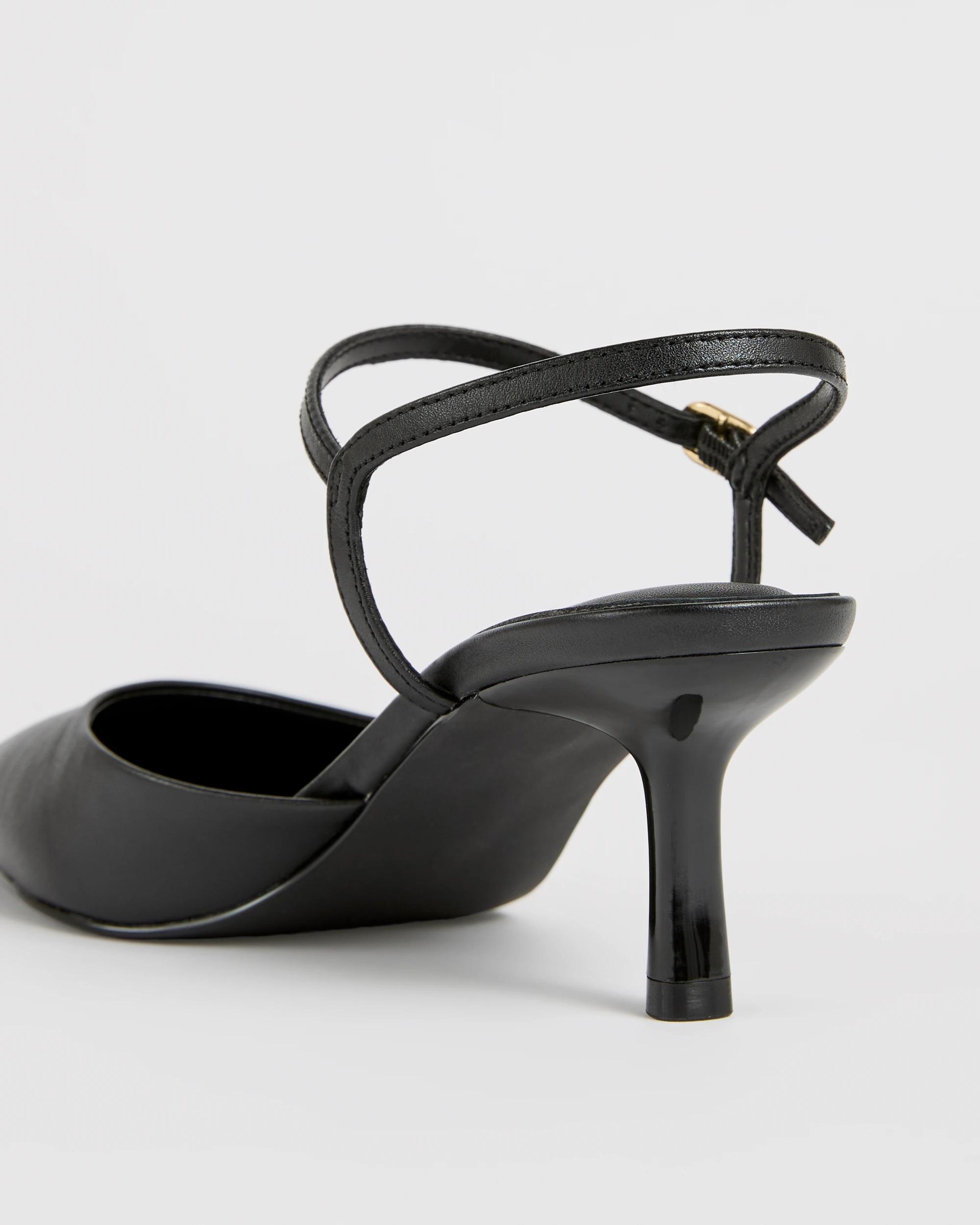 3 Target Woman Genuine Suede Leather Point Toe Ankle Strap Heels BLACK, 3 of 3