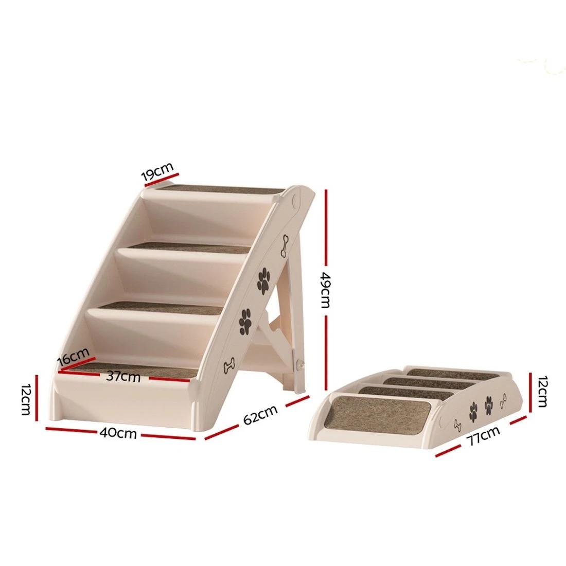 3 i.Pet Dog Ramp Steps For Bed Sofa Car Pet Stairs Ladder Portable Foldable - Beige, 3 of 7