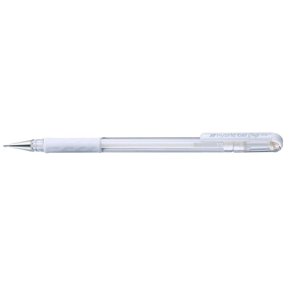 1 Pentel Hybrid Gel Grip Gel Pen Metallic White, 1 of 1