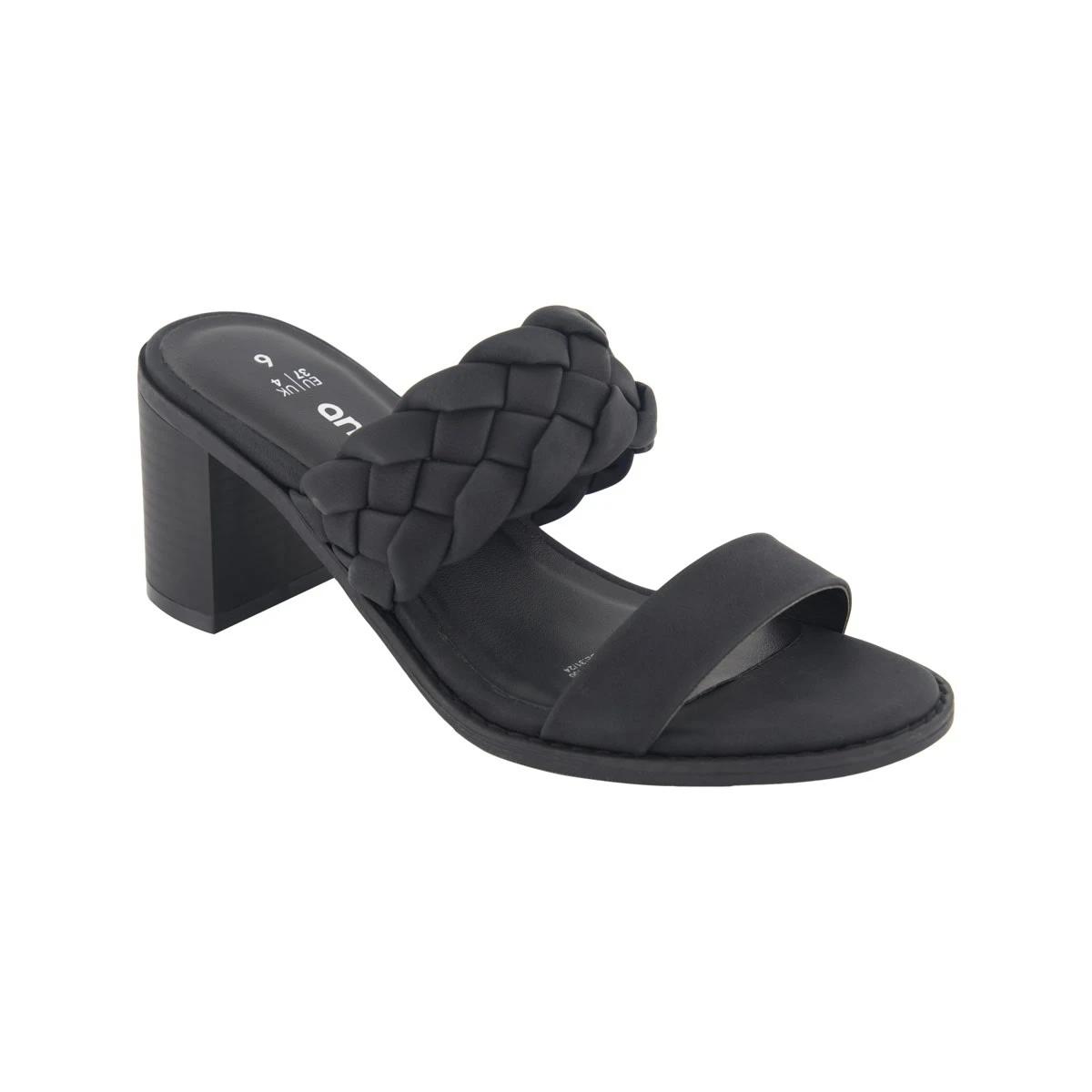 1 Casual Braided Block Heels Black, 1 of 5